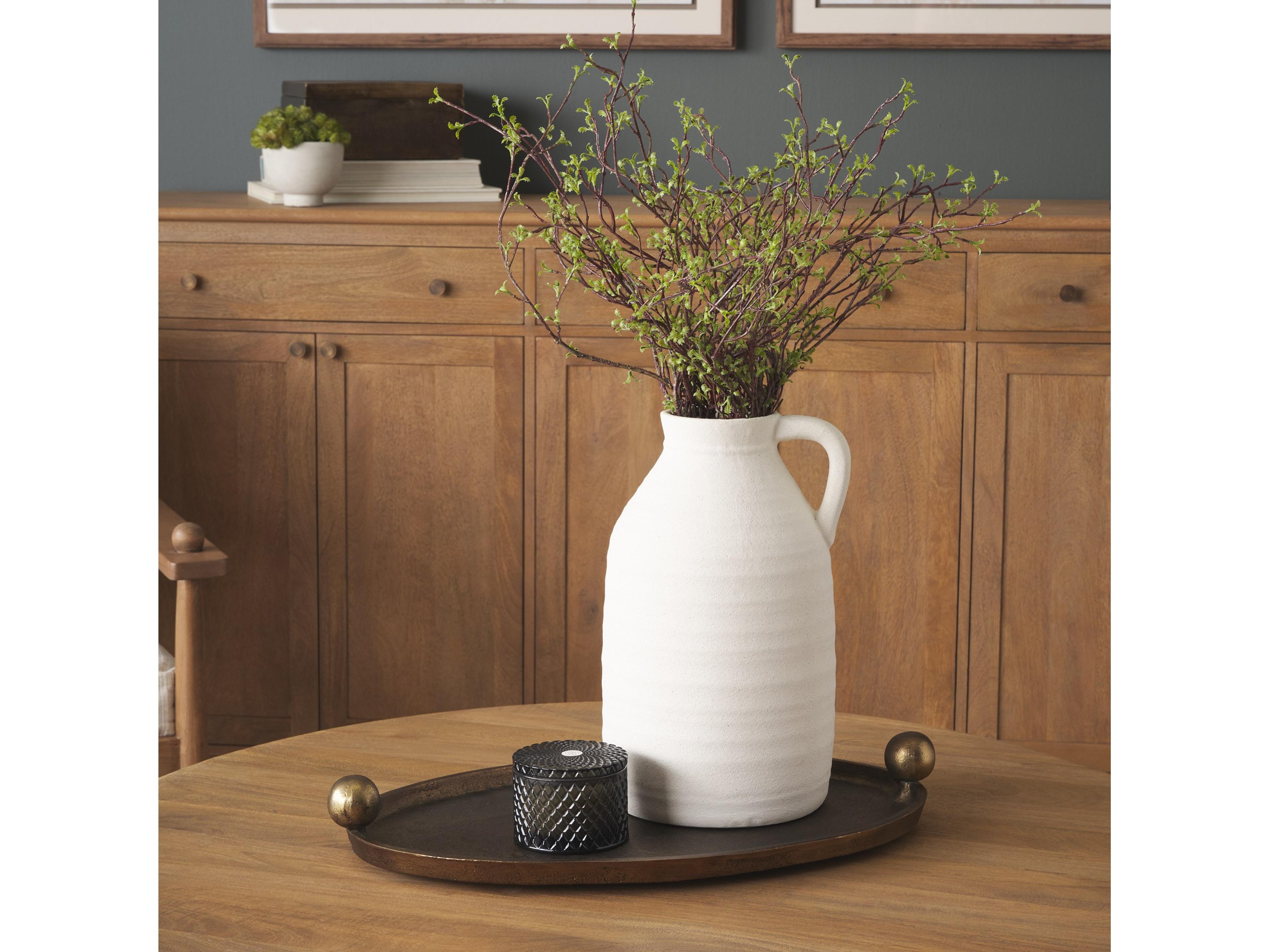 Mercana Jianna Small Oval Textured Antiqued Gold Metal Tray with Handles