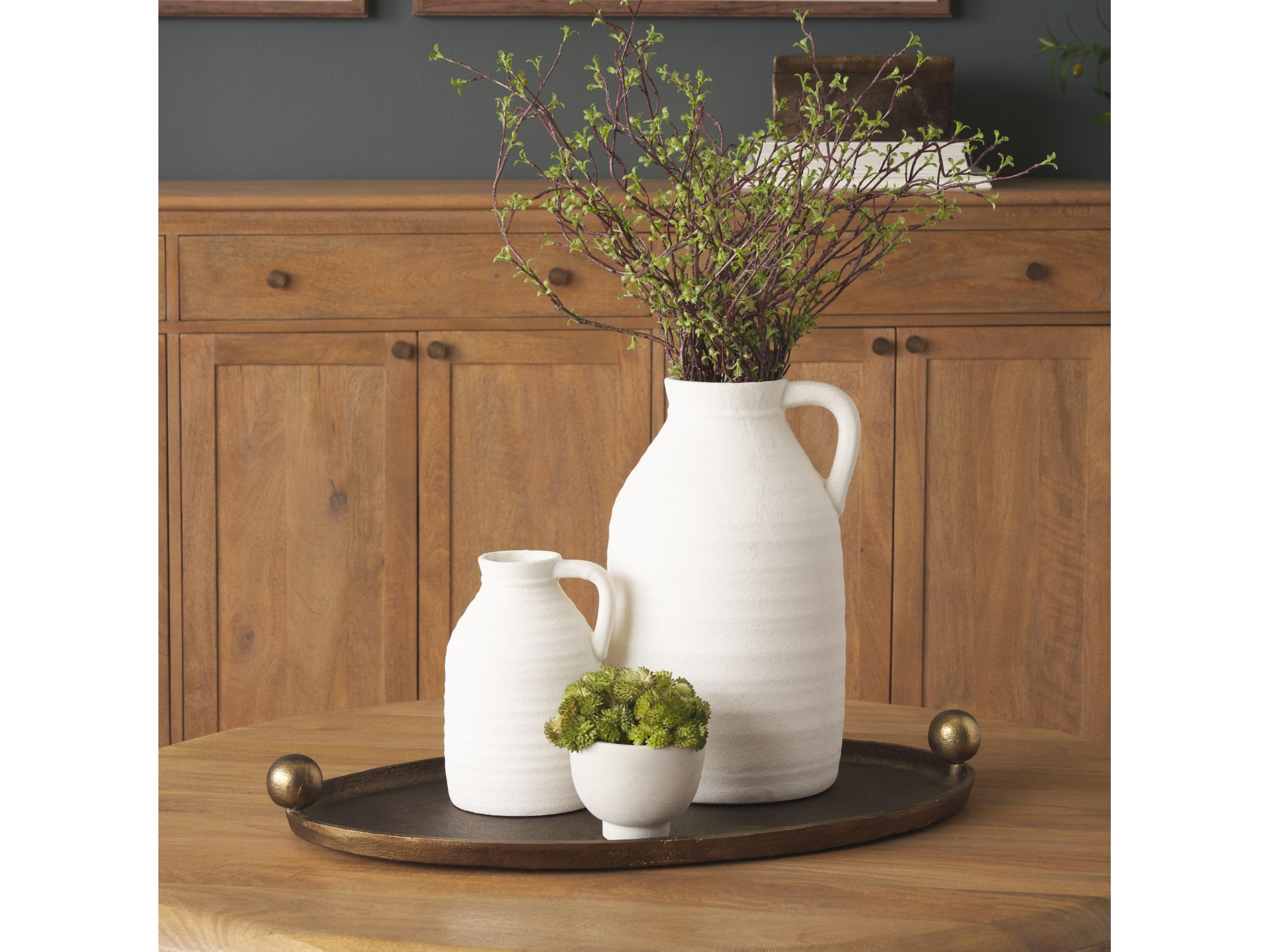 Mercana Jianna Large Oval Textured Antiqued Gold Metal Tray with Handles