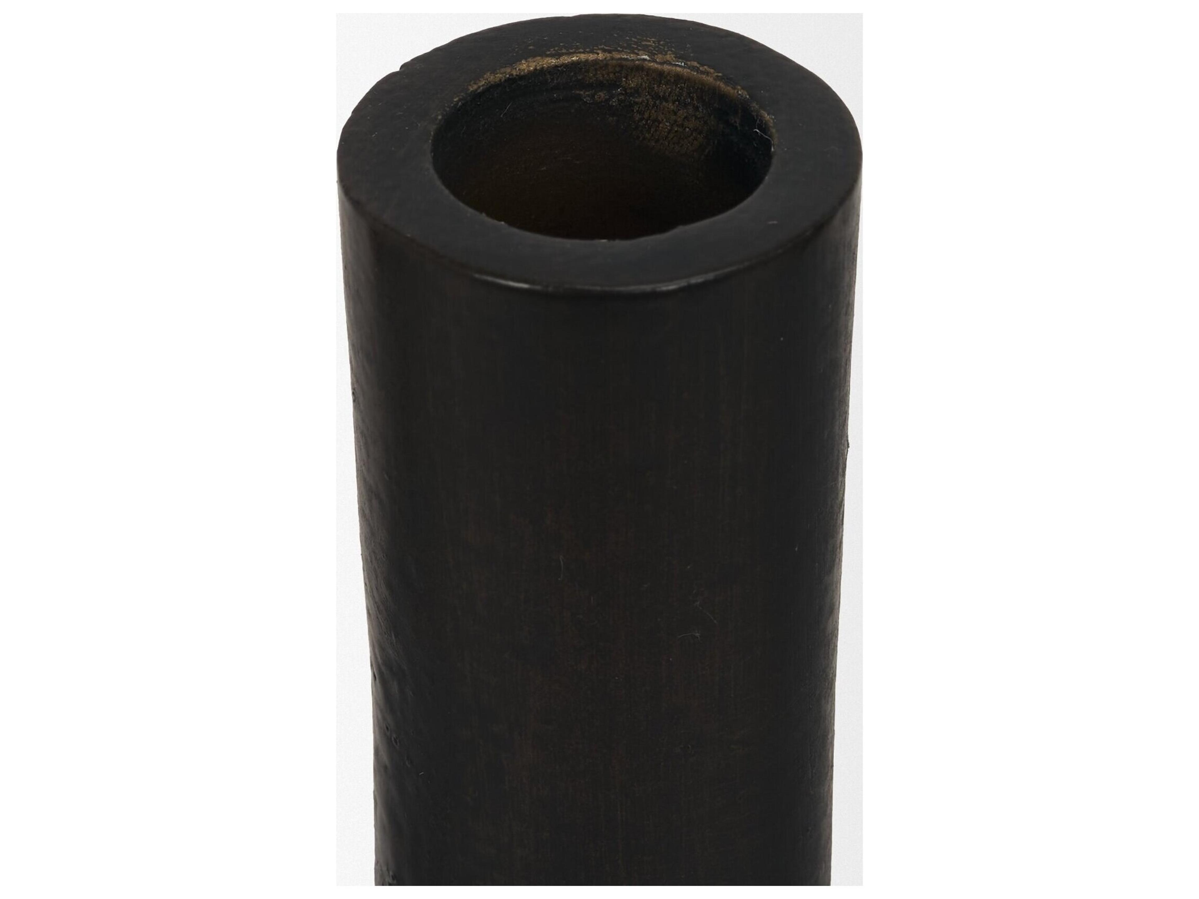 Mercana Declan Textured Matte Black Cast Metal Taper Candle Holder