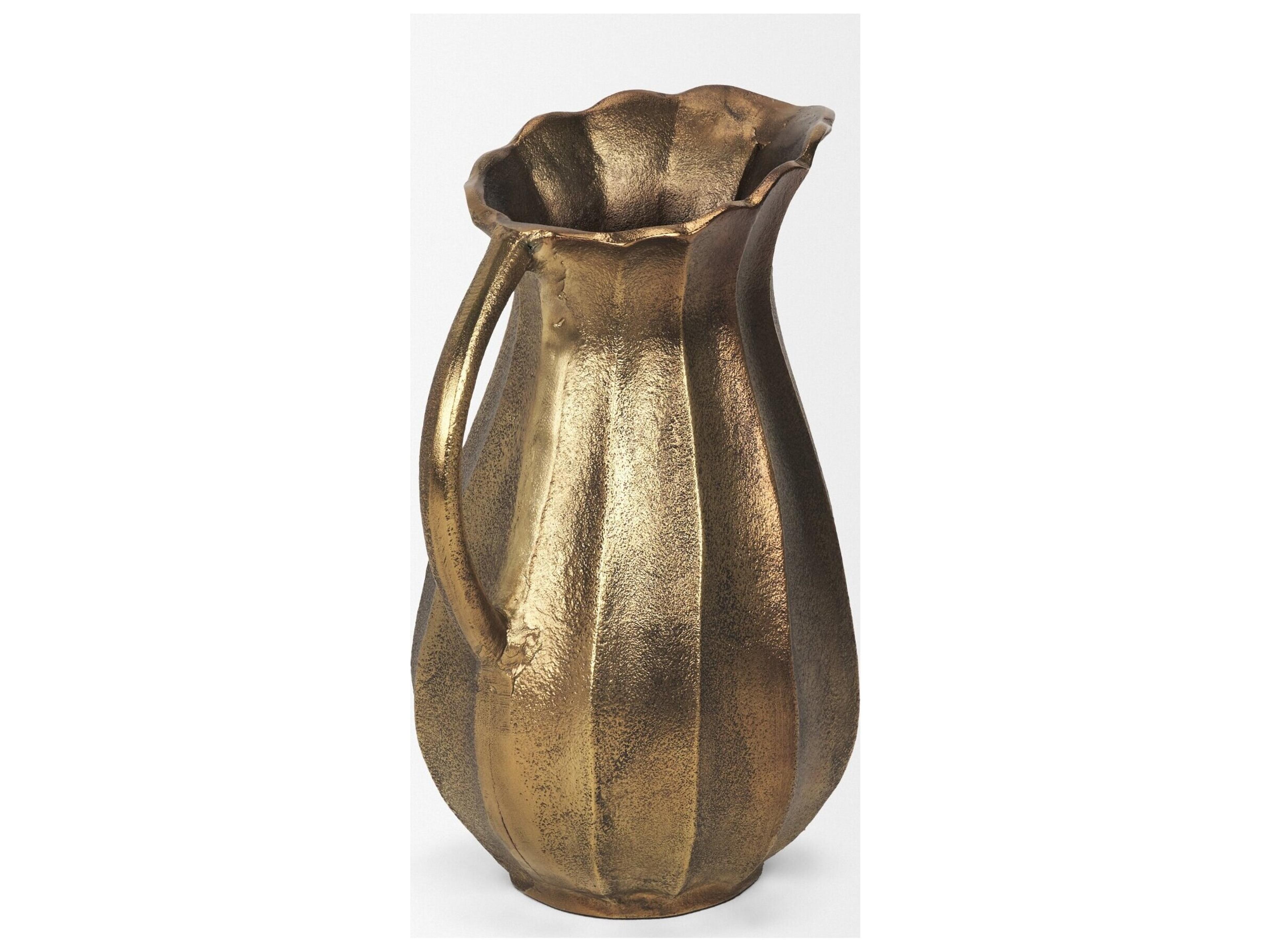 Mercana Anya Antiqued Brass Scalloped Petal Cast Metal Jug