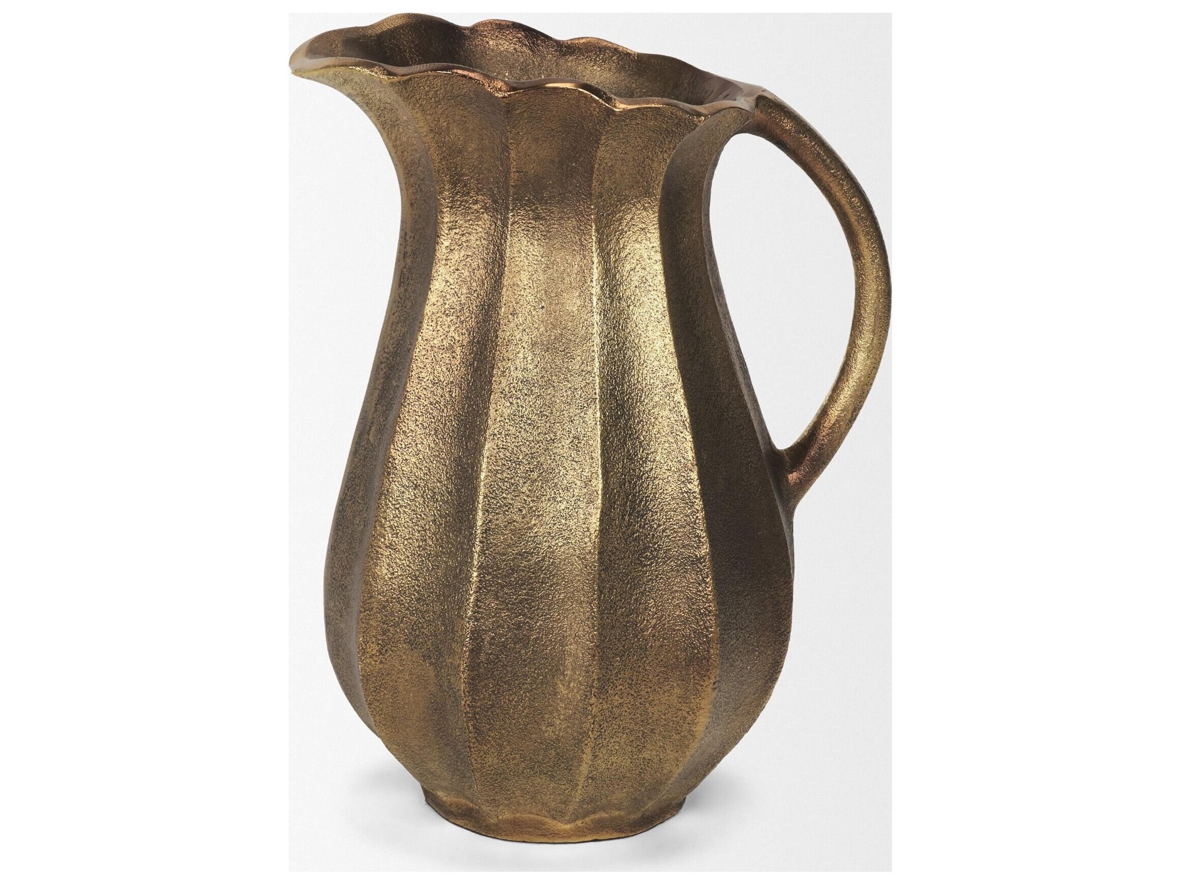 Mercana Anya Antiqued Brass Scalloped Petal Cast Metal Jug