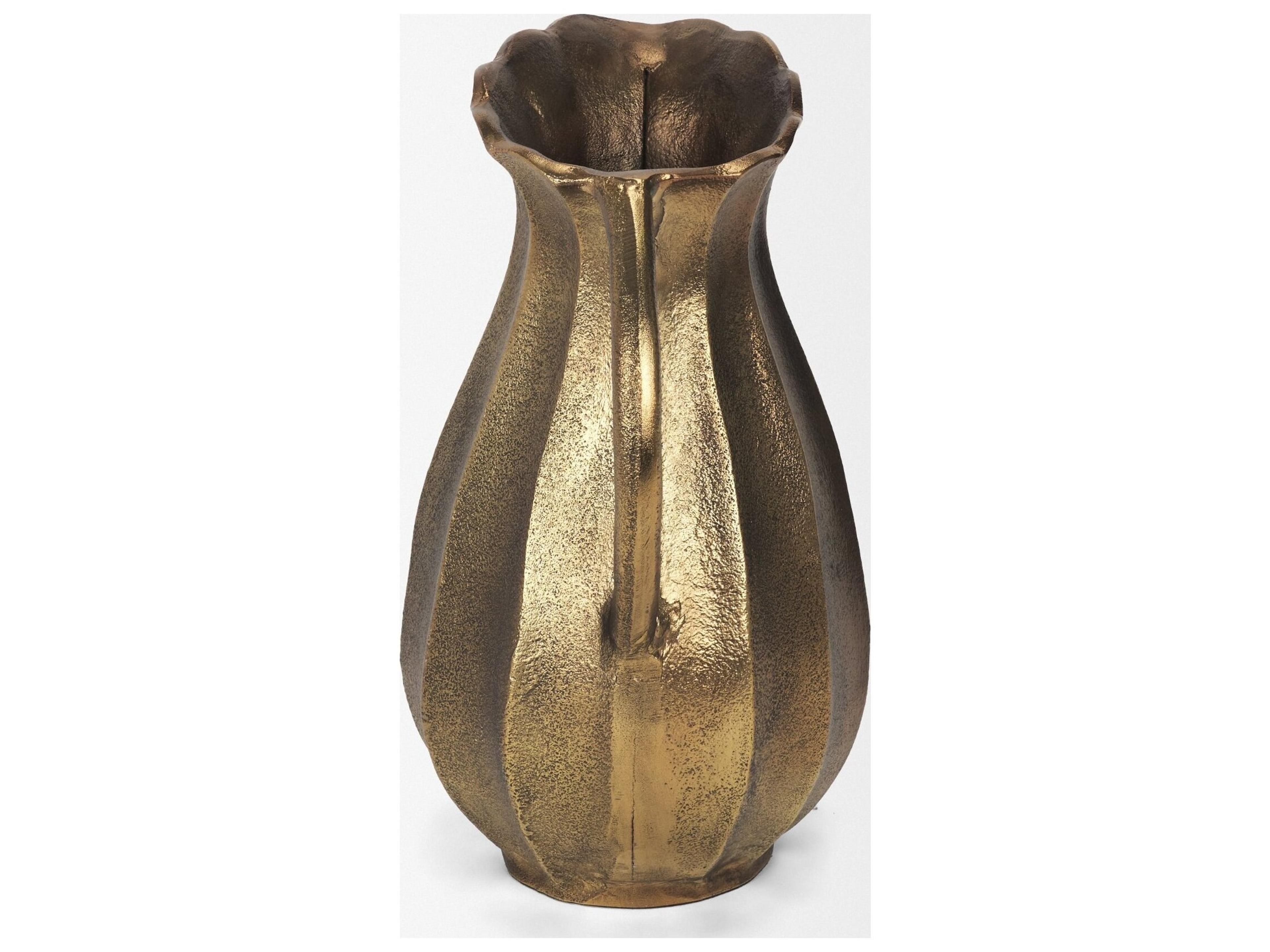 Mercana Anya Antiqued Brass Scalloped Petal Cast Metal Jug