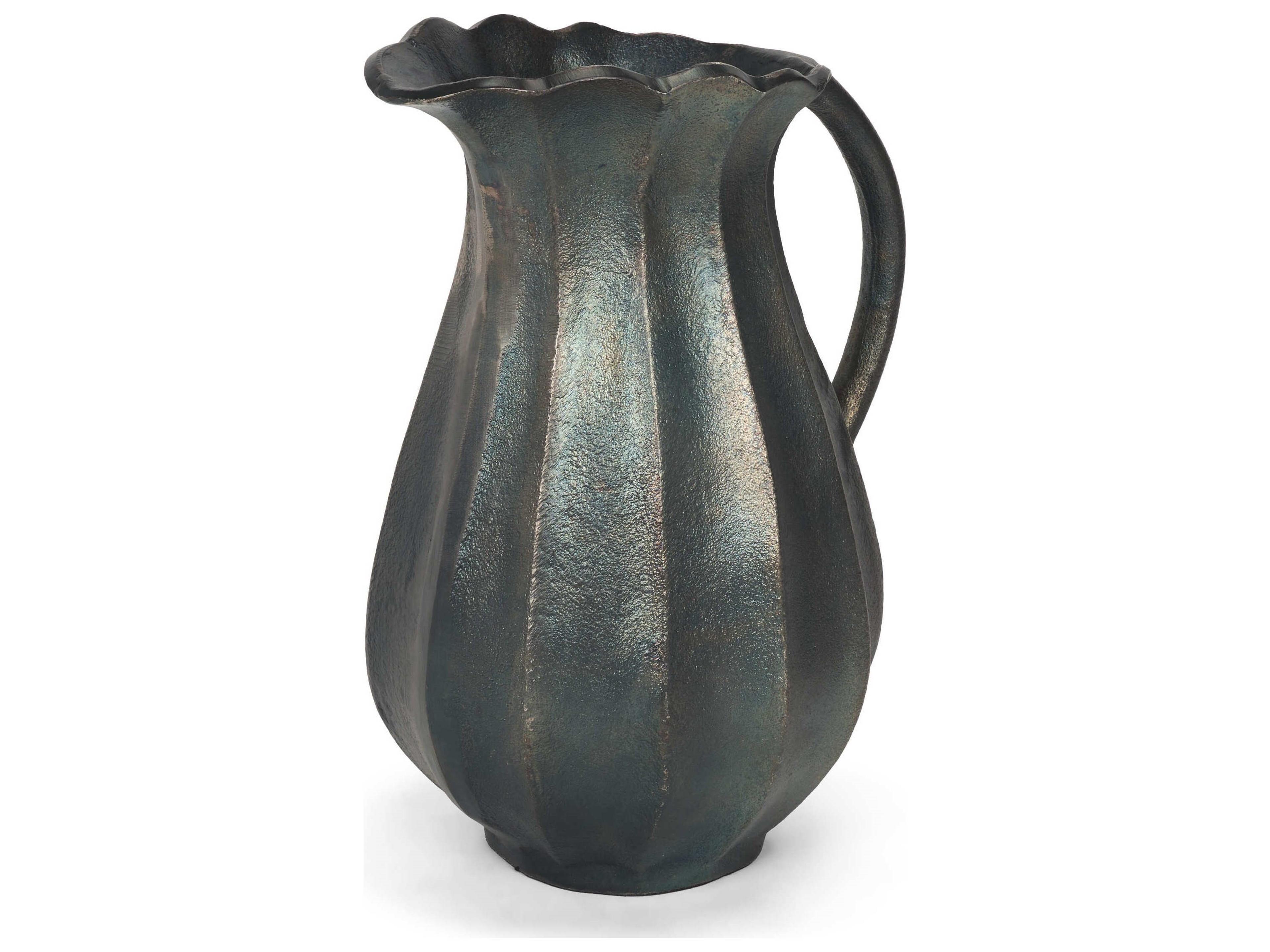 Anya Matte Black Scalloped Petal Cast Metal Jug