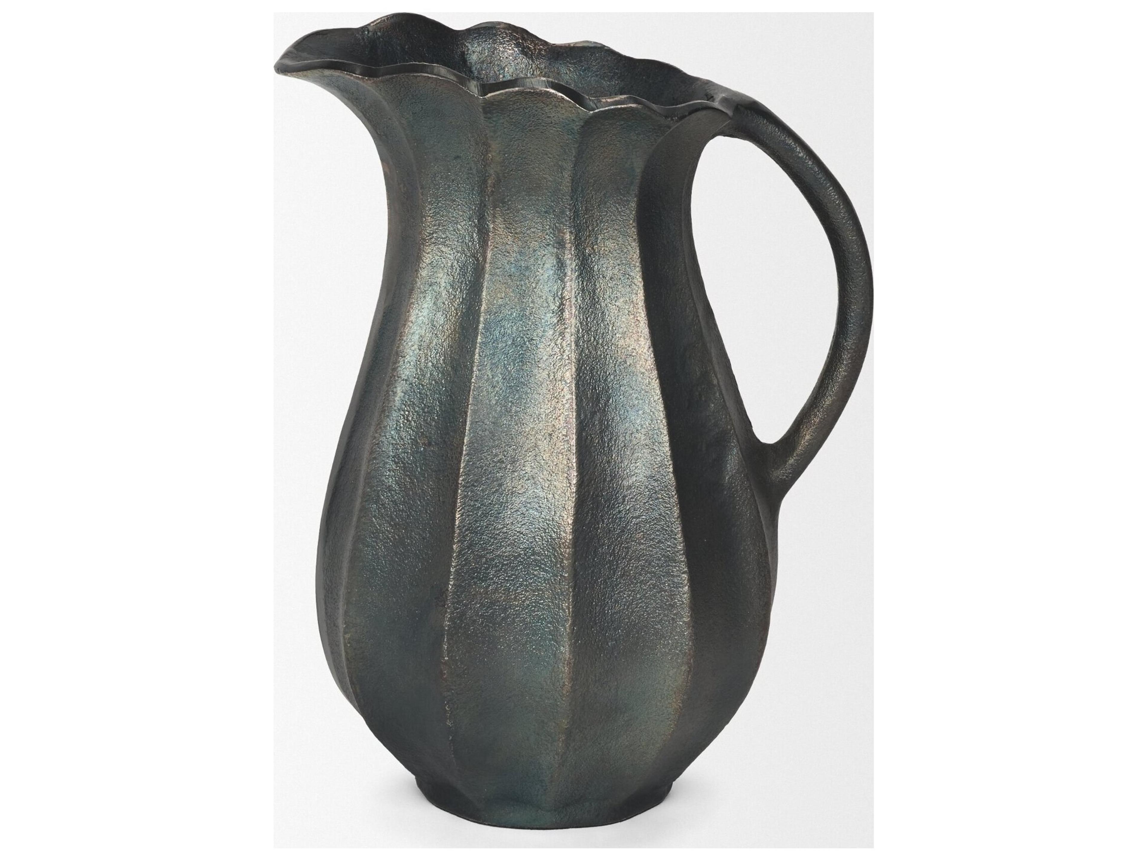 Mercana Anya Matte Black Scalloped Petal Cast Metal Jug
