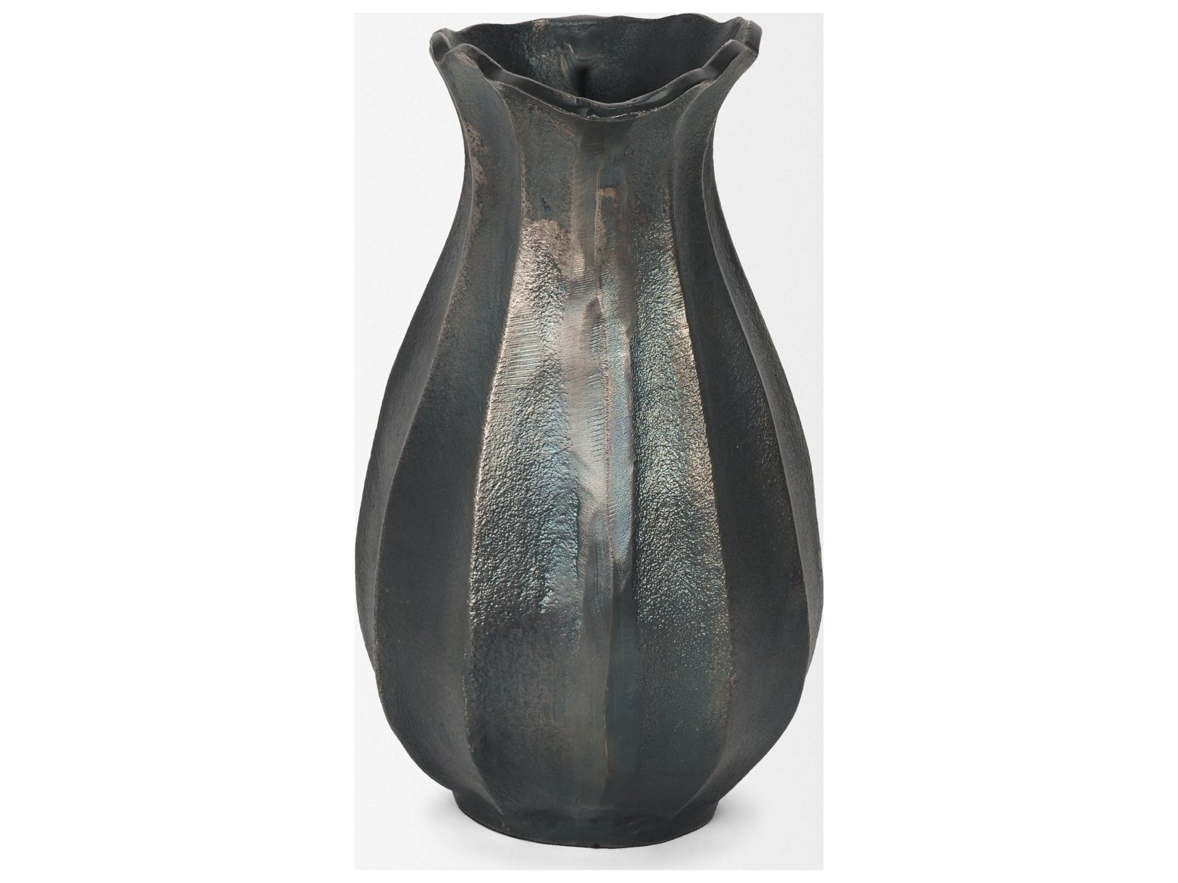 Mercana Anya Matte Black Scalloped Petal Cast Metal Jug