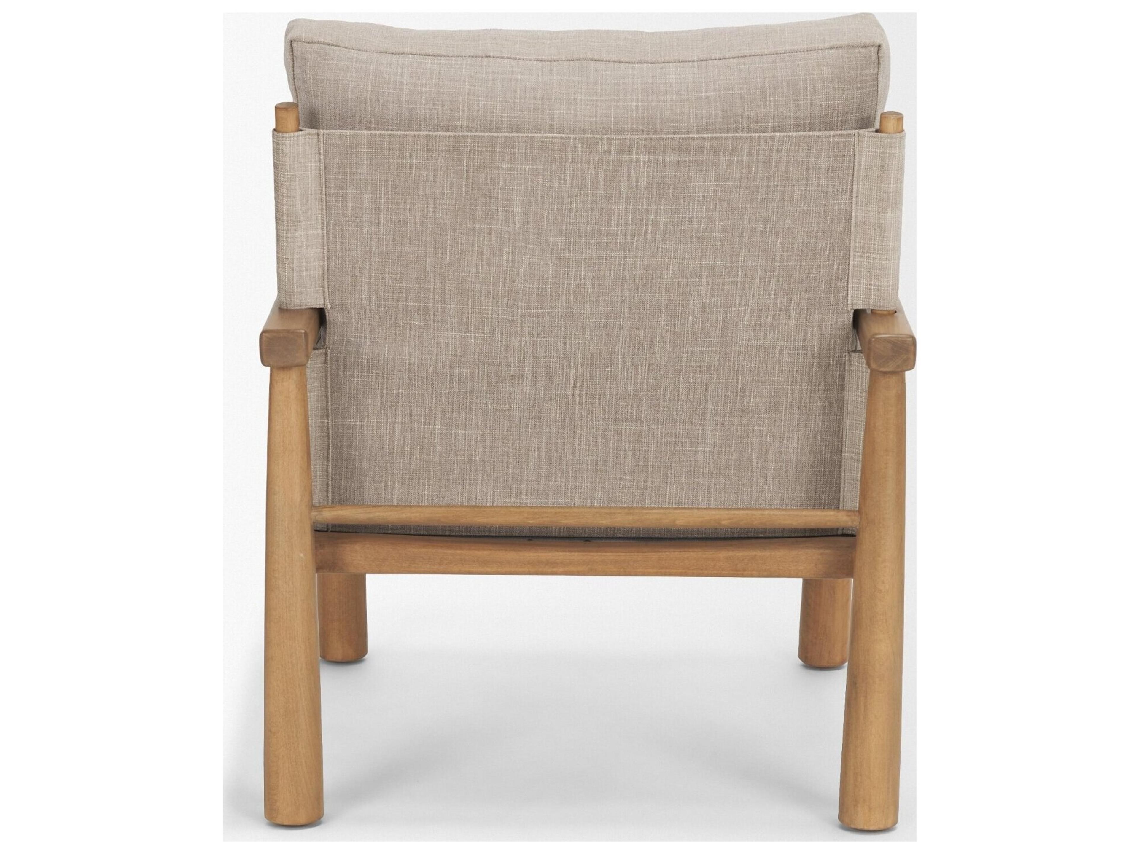 Mercana Witton Gray Fabric Beech Wood Slingback Backrest Accent Lounge Chair