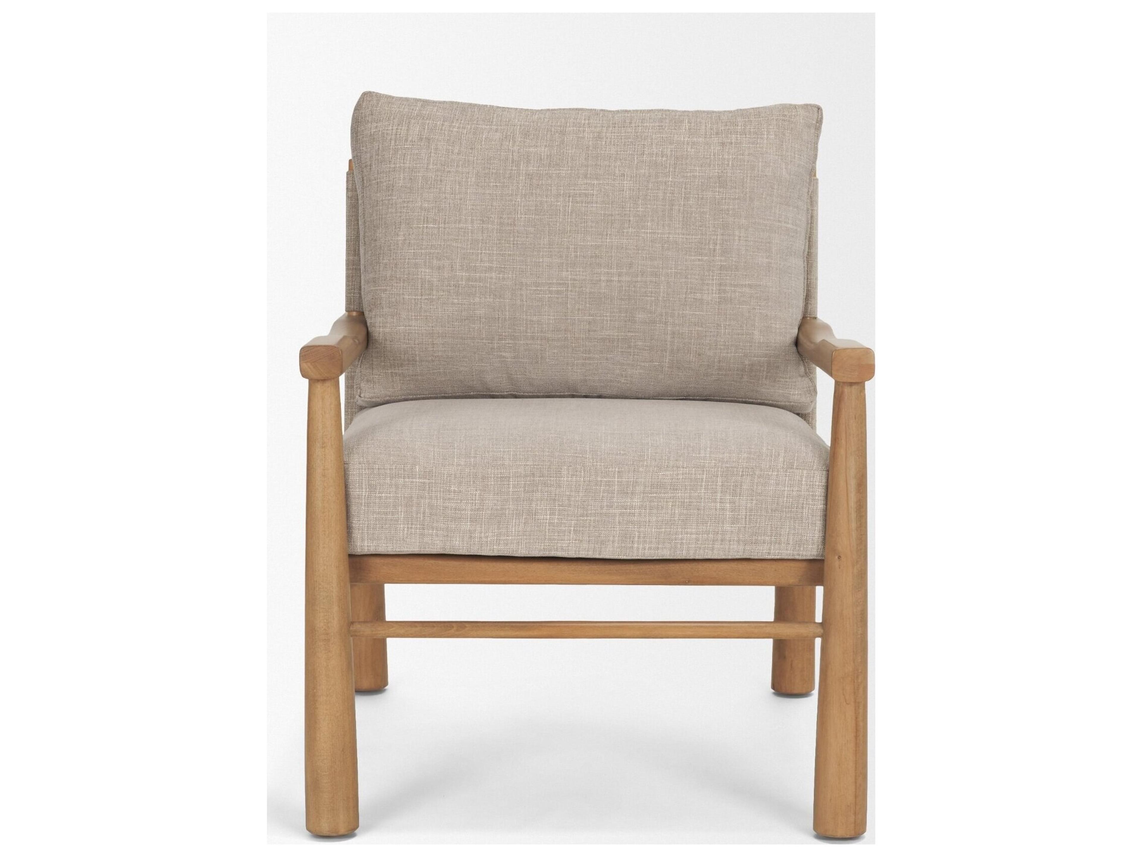 Mercana Witton Gray Fabric Beech Wood Slingback Backrest Accent Lounge Chair