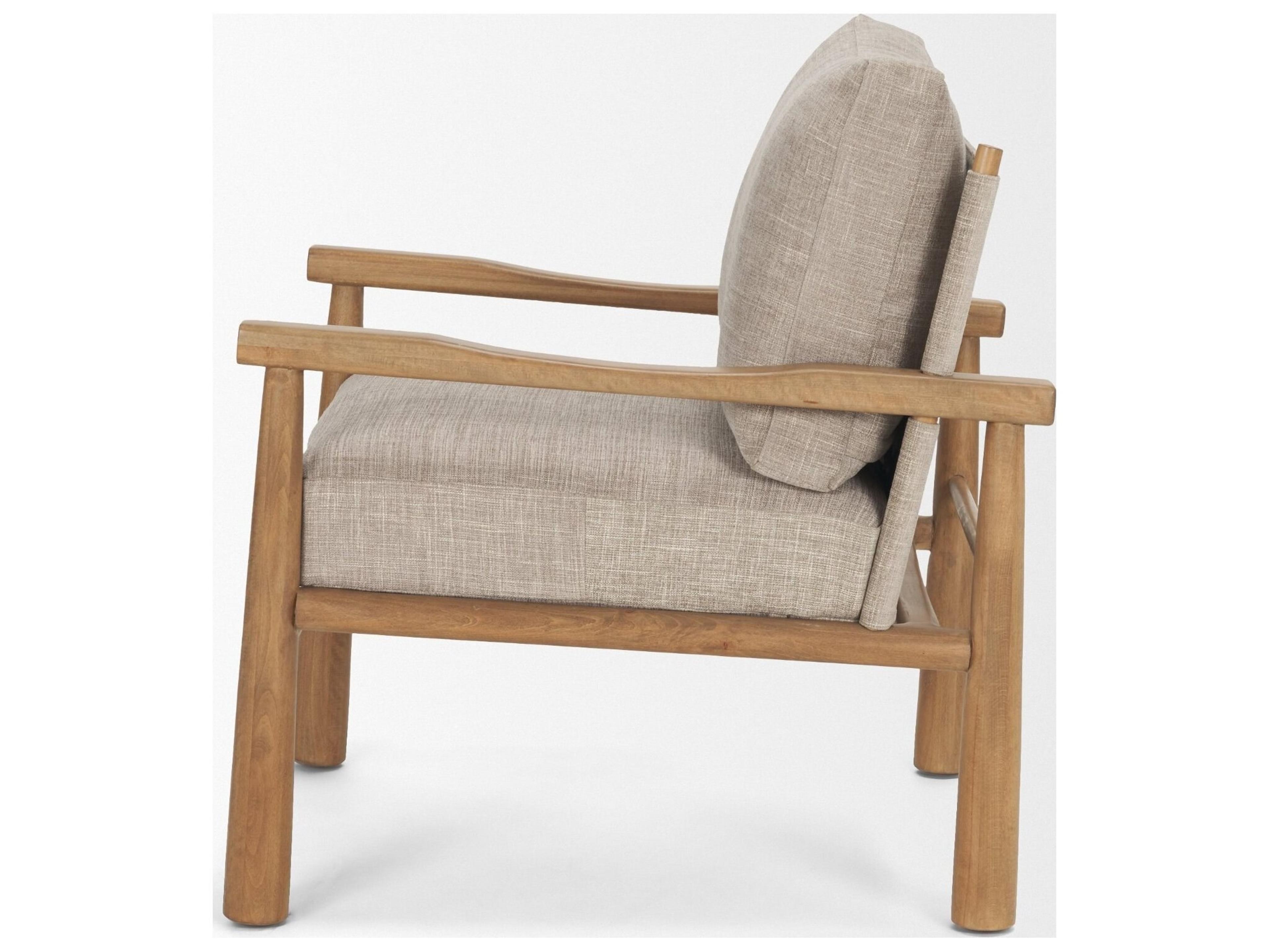 Mercana Witton Gray Fabric Beech Wood Slingback Backrest Accent Lounge Chair