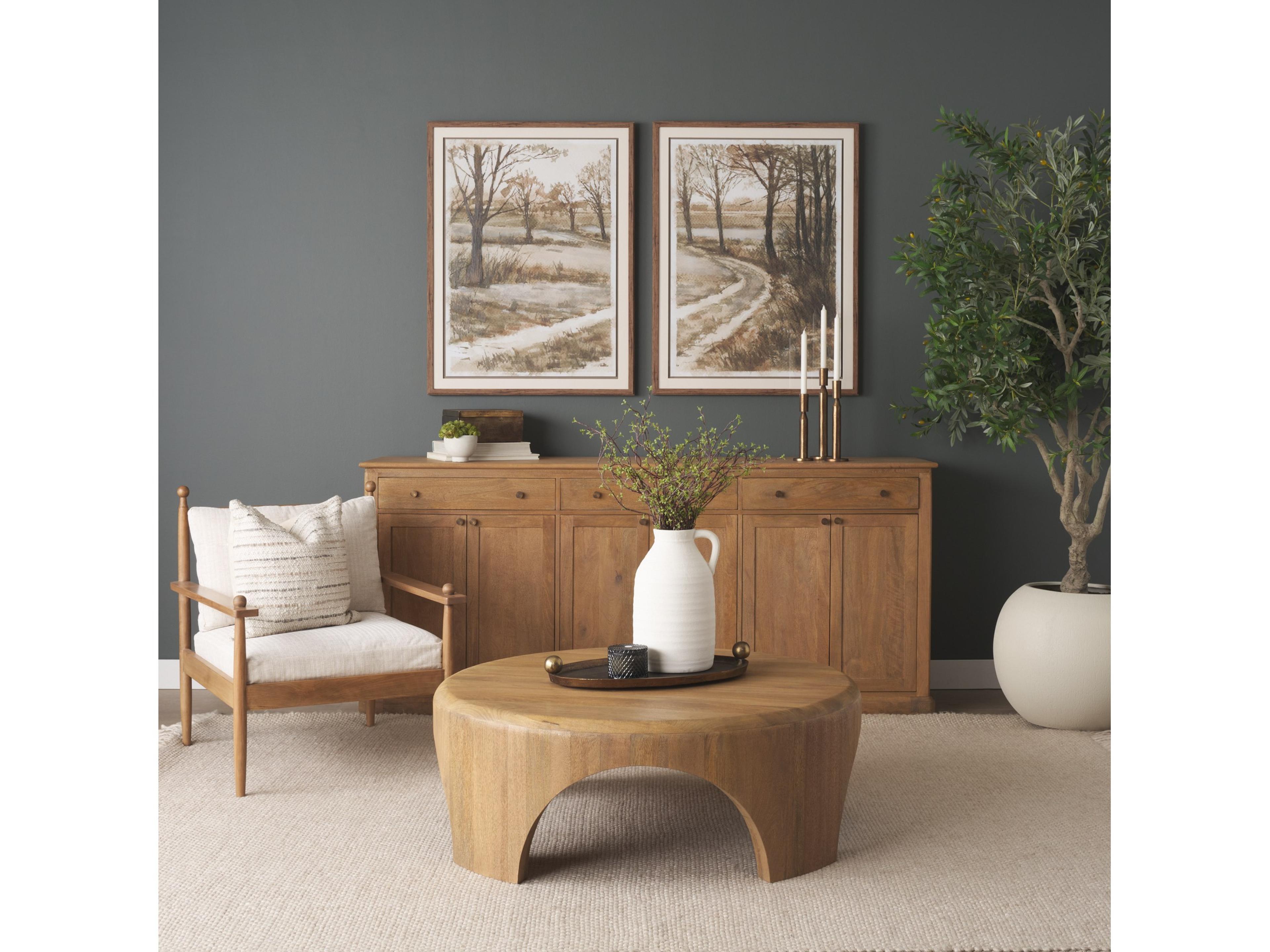 Mercana Danni Beige Fabric Beech Wood Framed Accent Lounge Chair