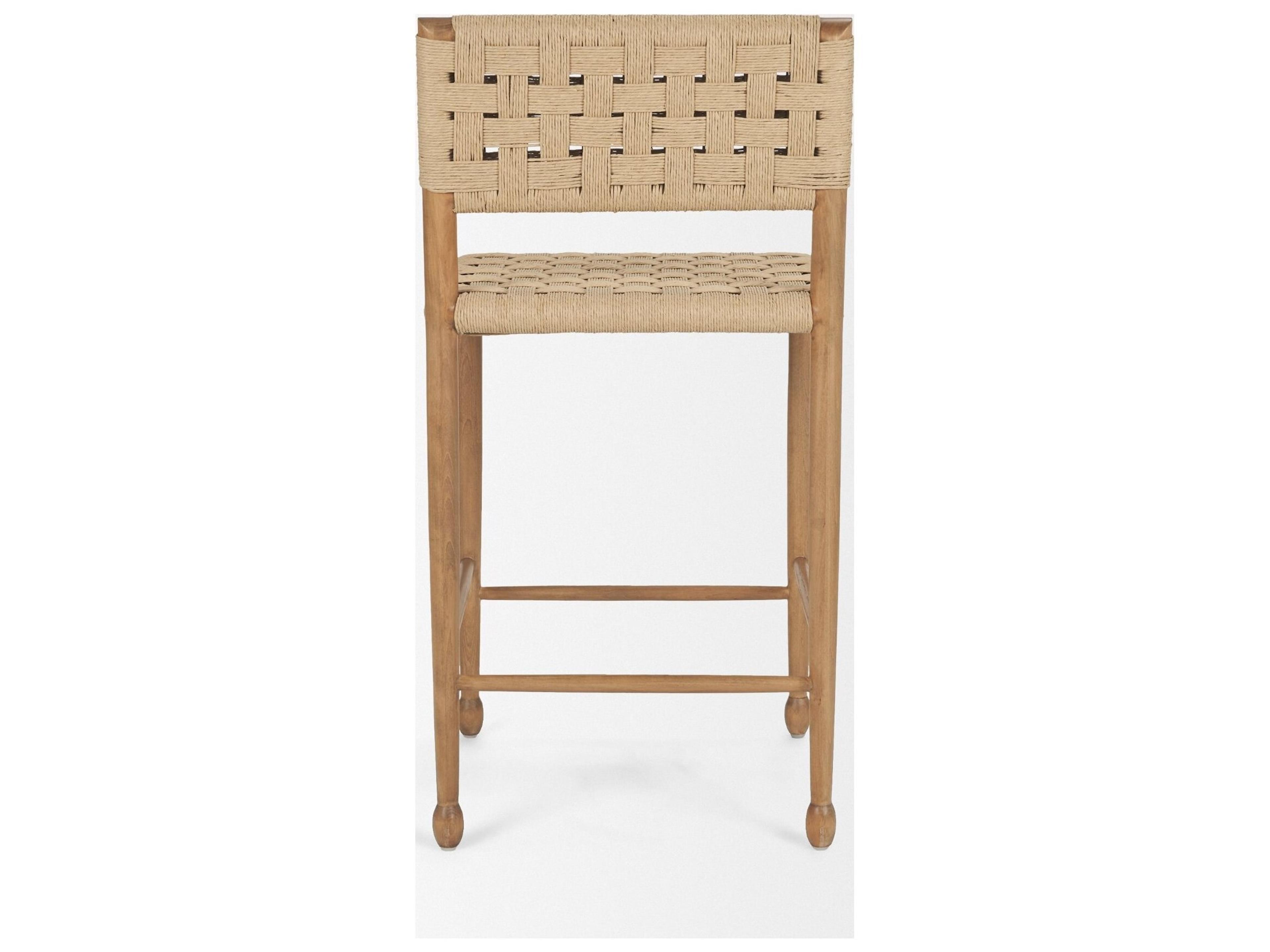 Mercana Brinley Woven Paper Rope w/ Brown Wood Frame Counter Stool