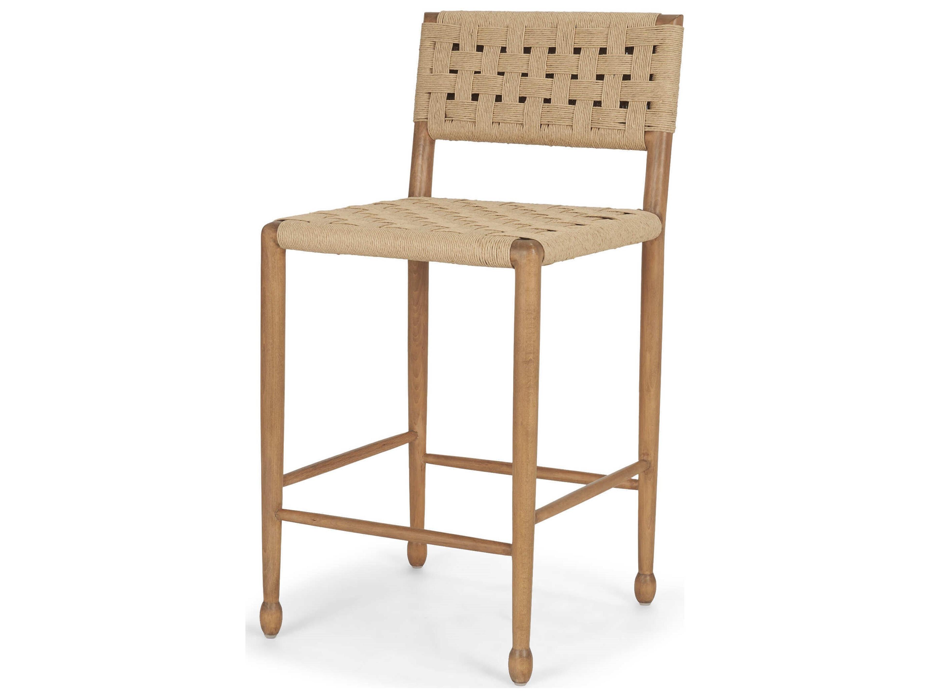 Brinley Woven Paper Rope w/ Brown Wood Frame Counter Stool