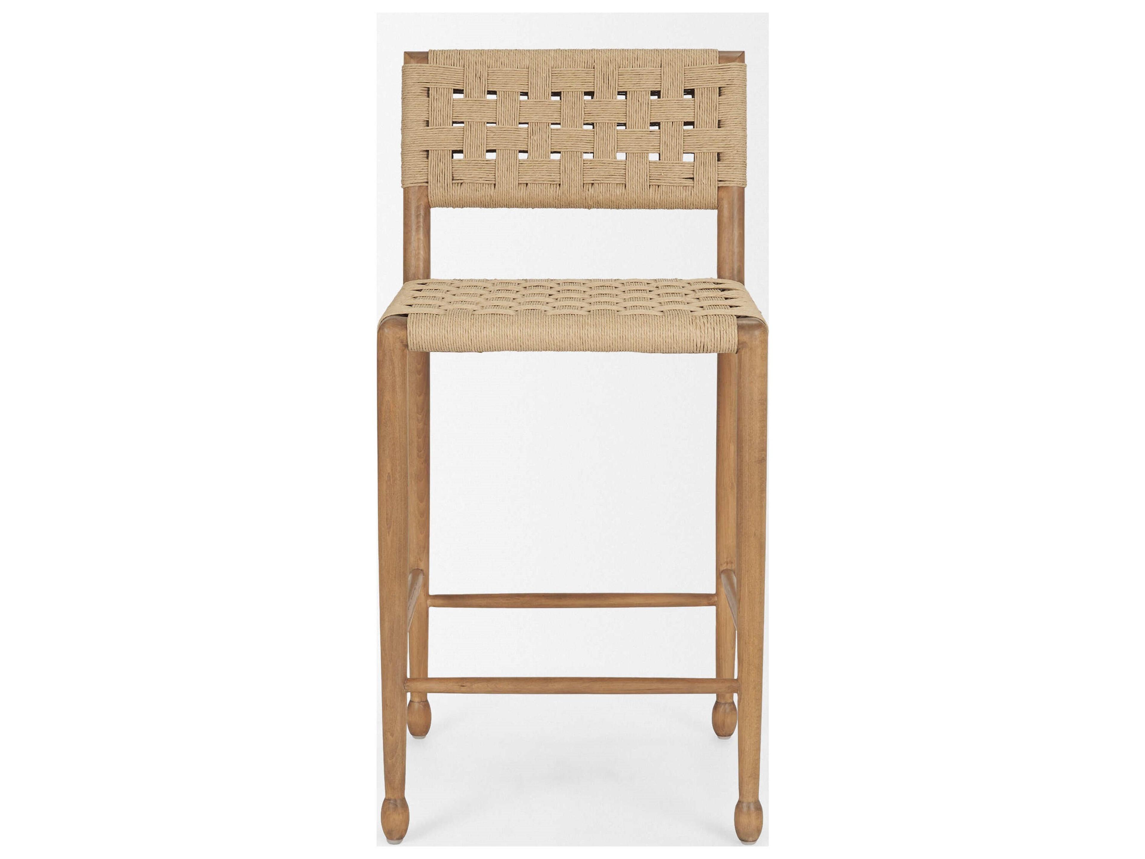 Mercana Brinley Woven Paper Rope w/ Brown Wood Frame Counter Stool