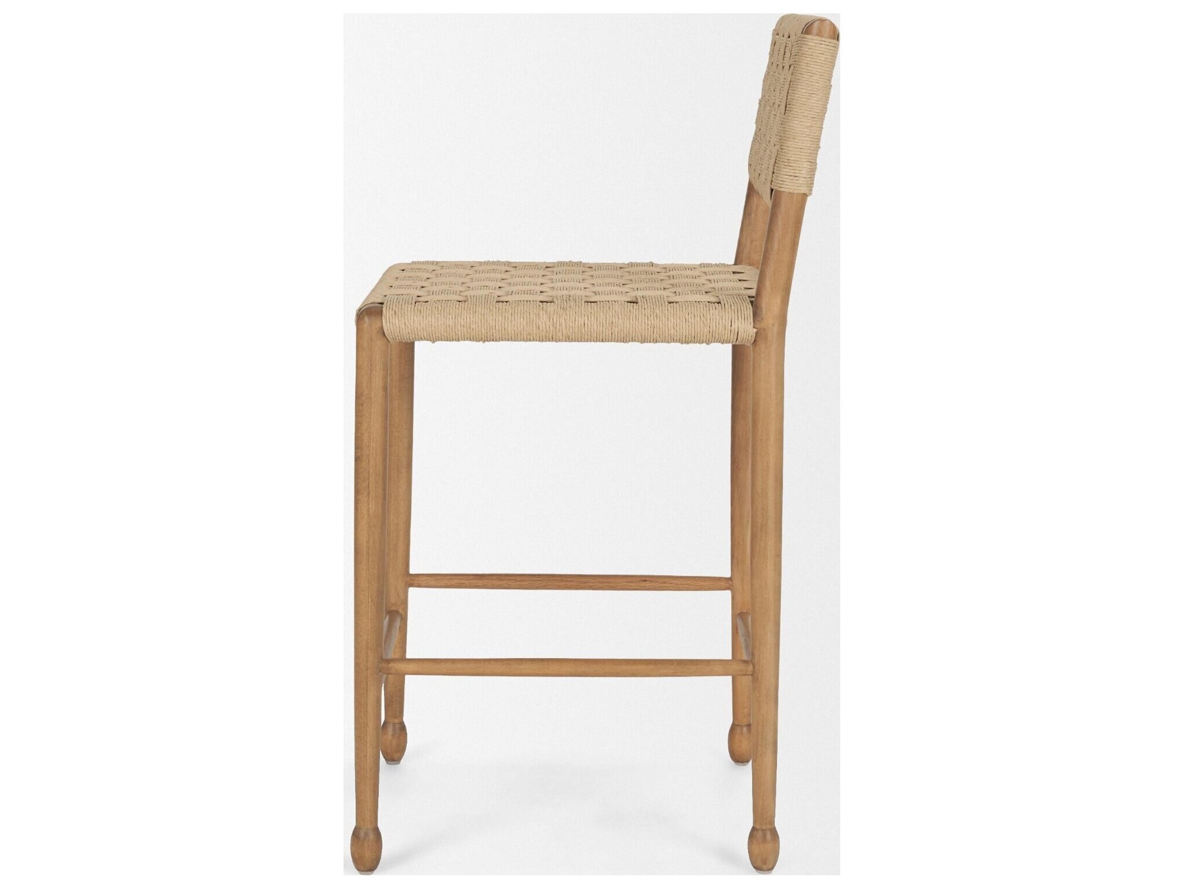 Mercana Brinley Woven Paper Rope w/ Brown Wood Frame Counter Stool