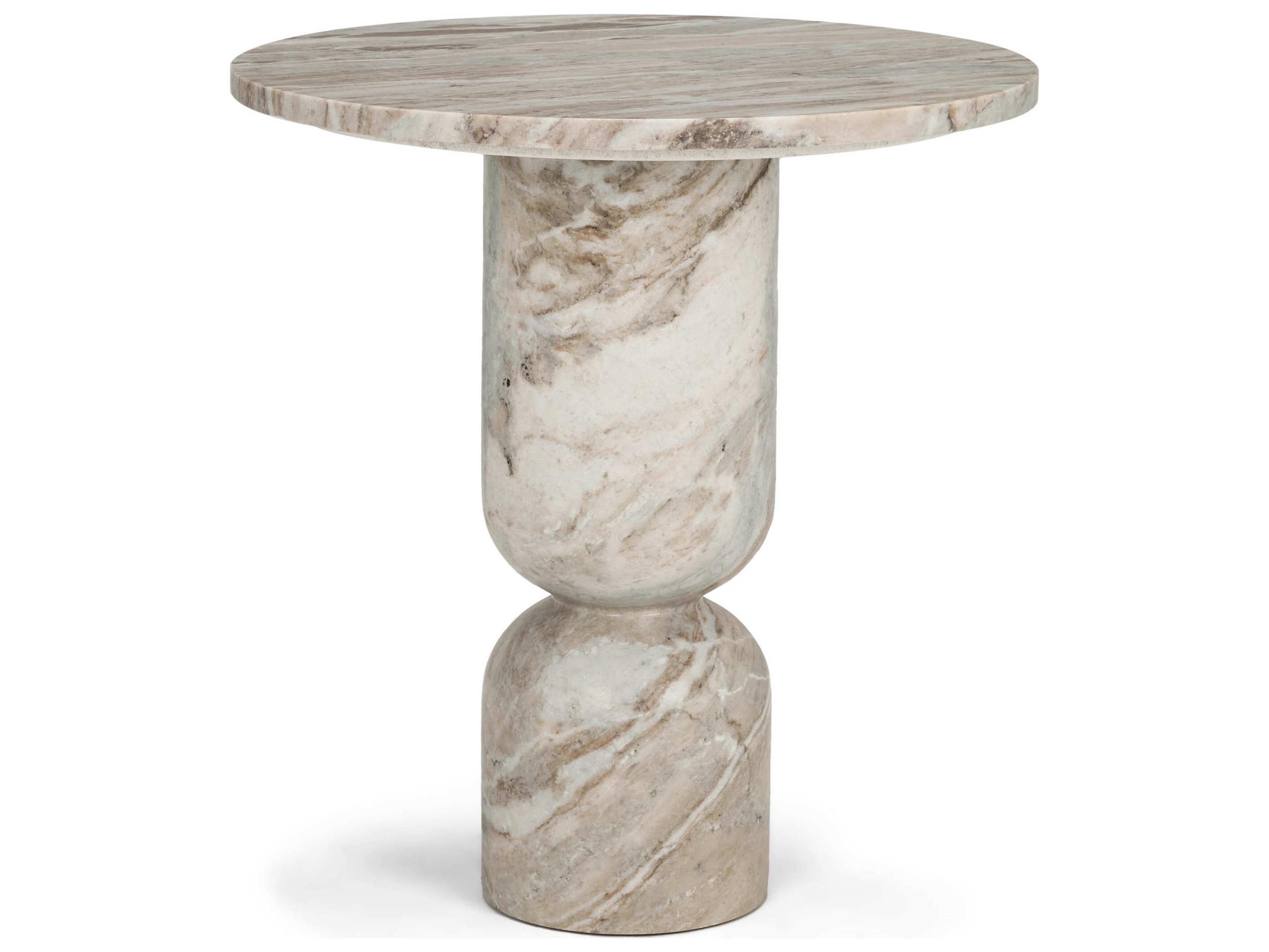 Nylah Solid Pink Marble Round Accent Table