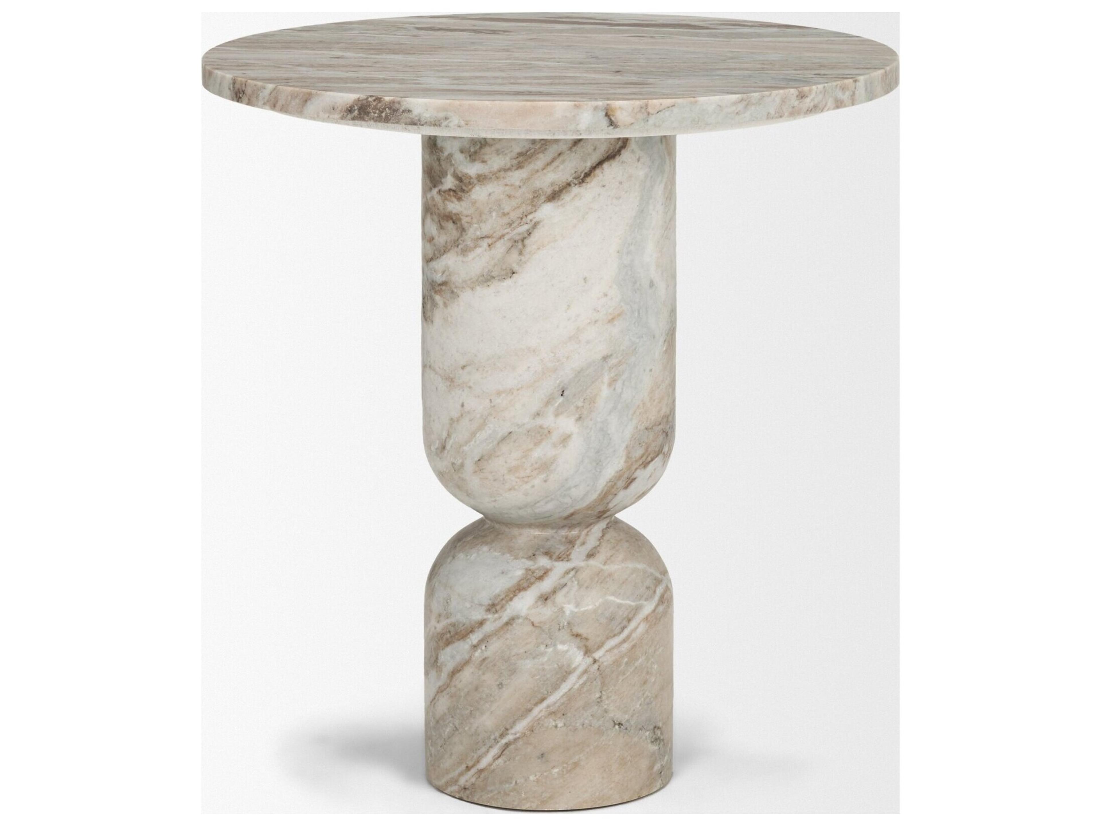 Mercana Nylah Solid Pink Marble Round Accent Table