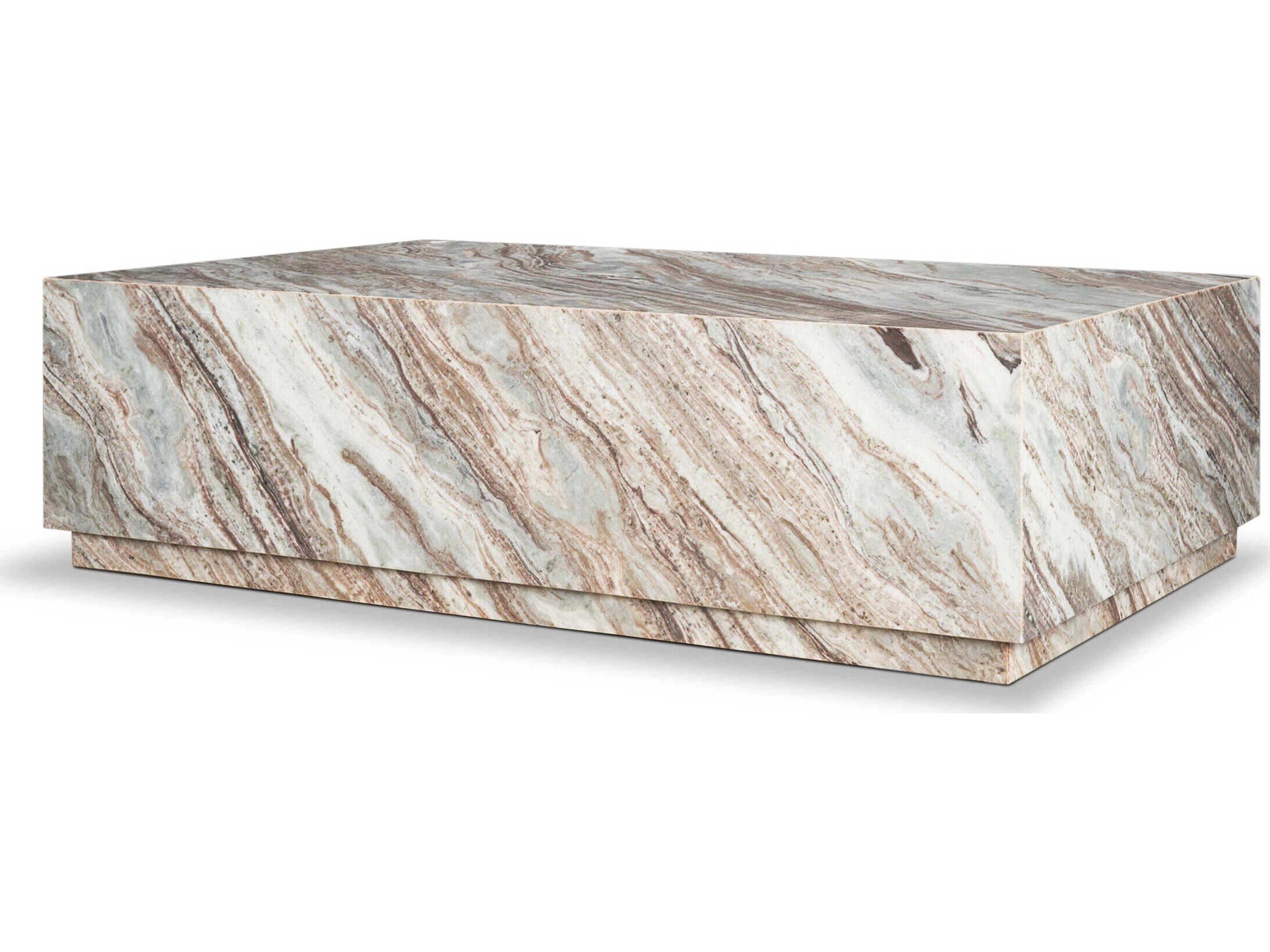 Matteo Solid Pink Marble Rectangular Coffee Table