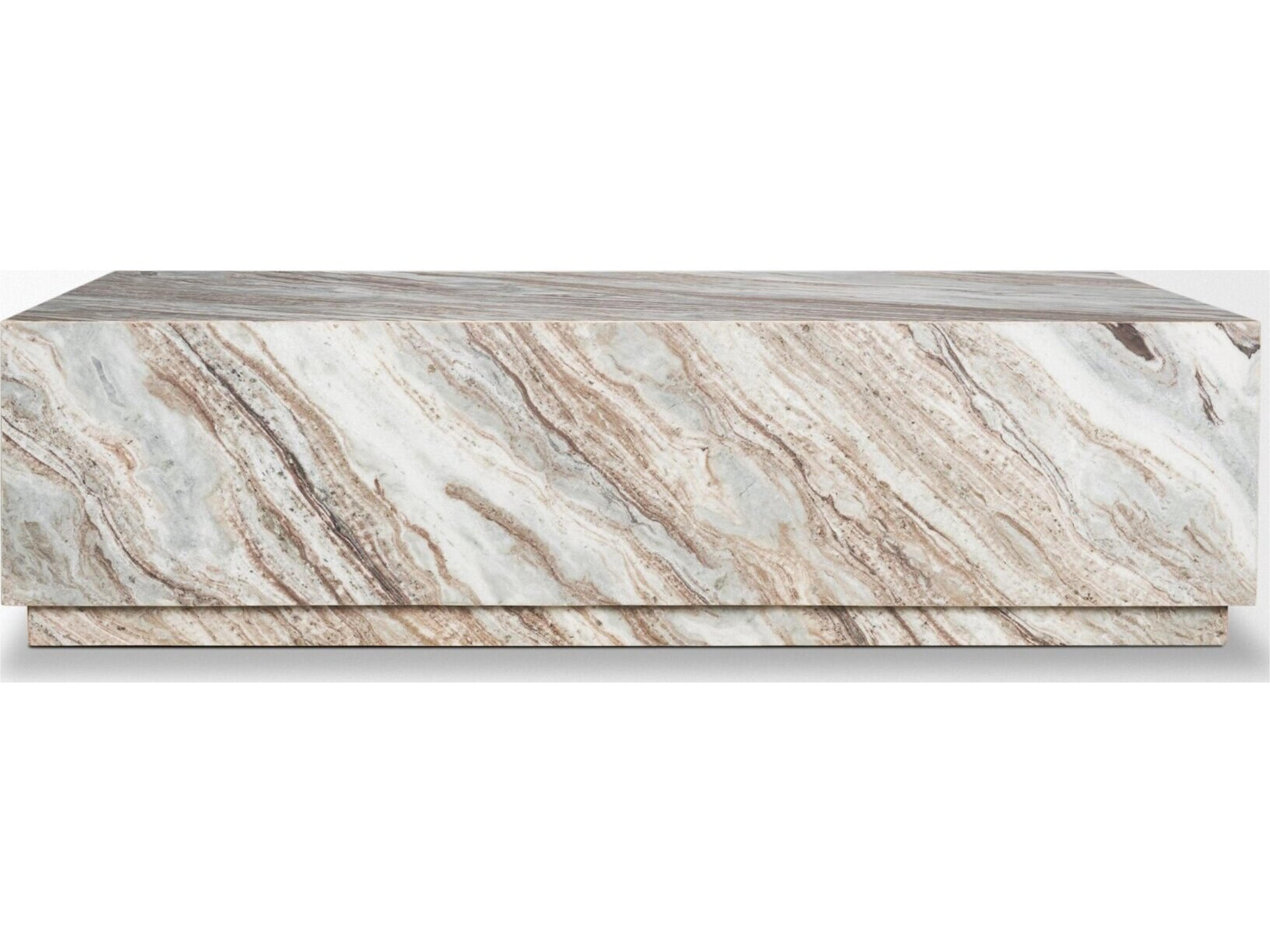 Mercana Matteo Solid Pink Marble Rectangular Coffee Table