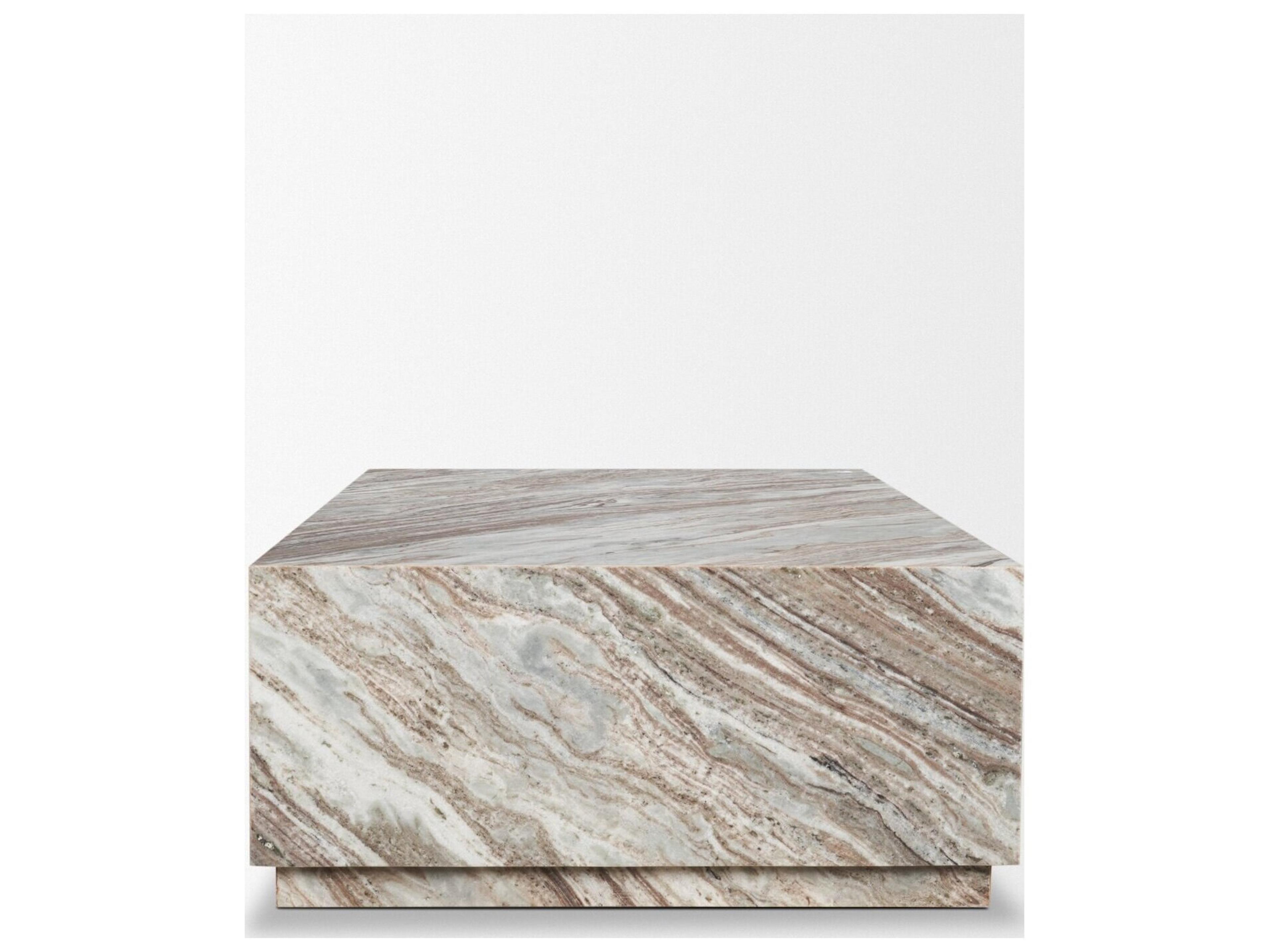 Mercana Matteo Solid Pink Marble Rectangular Coffee Table