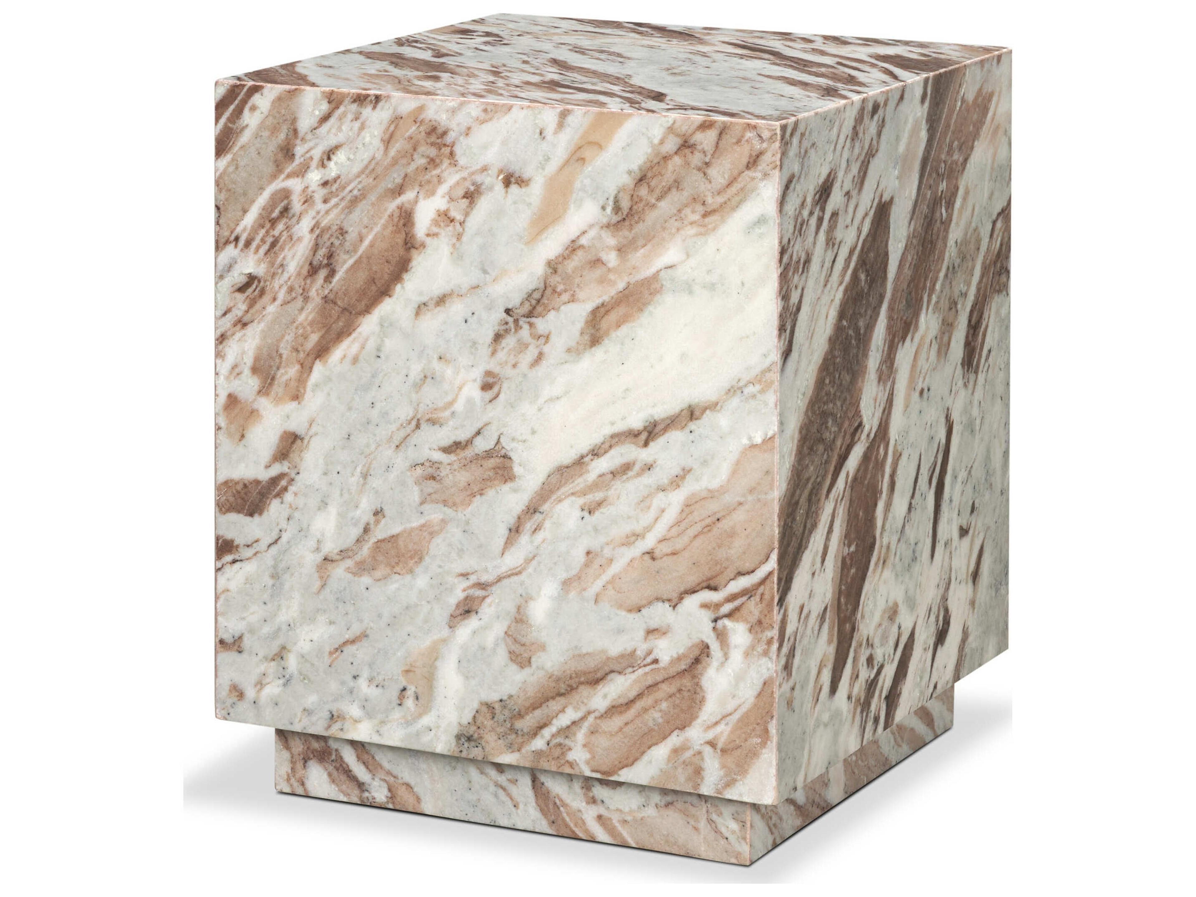 Matteo Solid Pink Marble Square Side Table