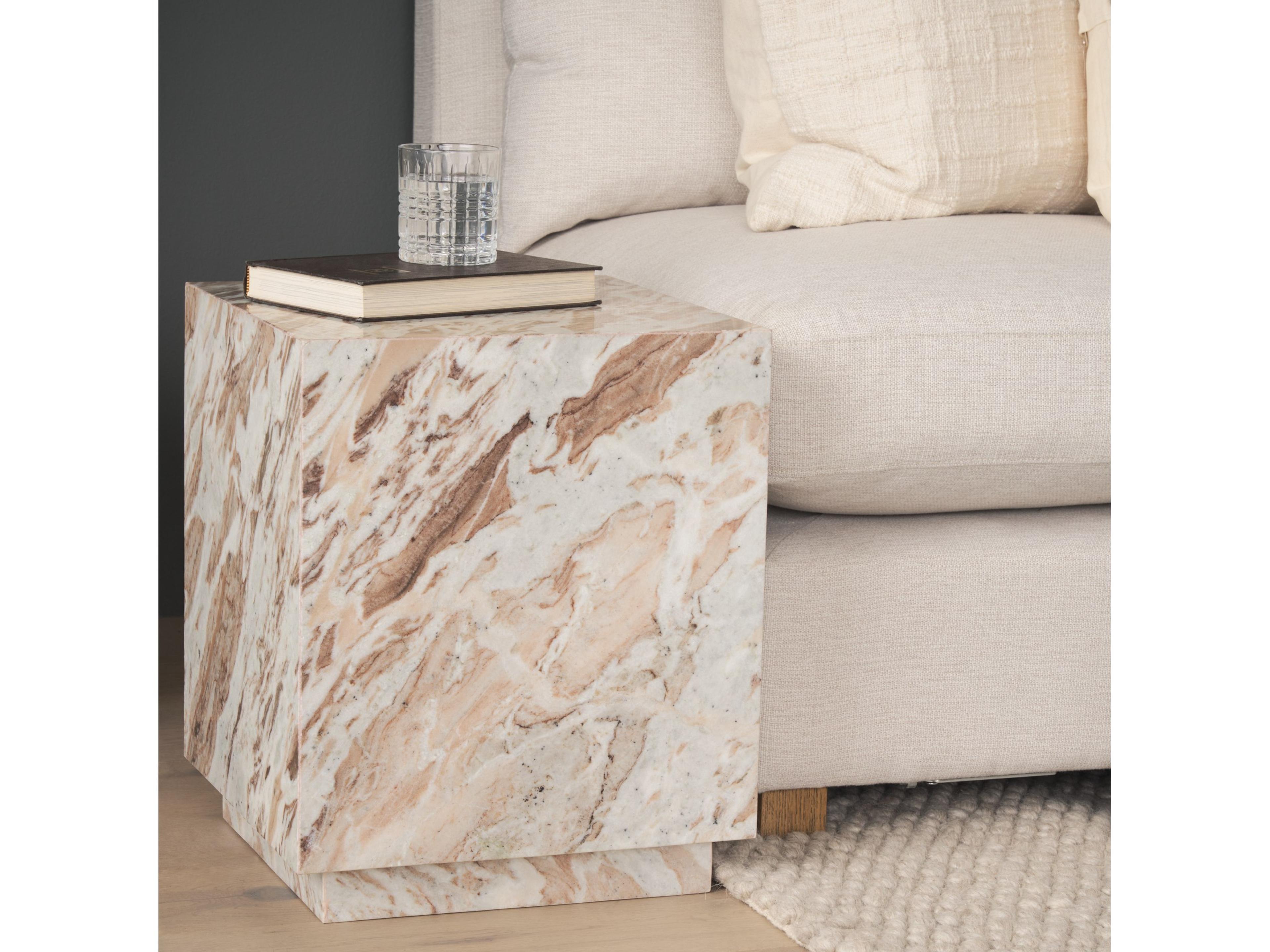 Mercana Matteo Solid Pink Marble Square Side Table