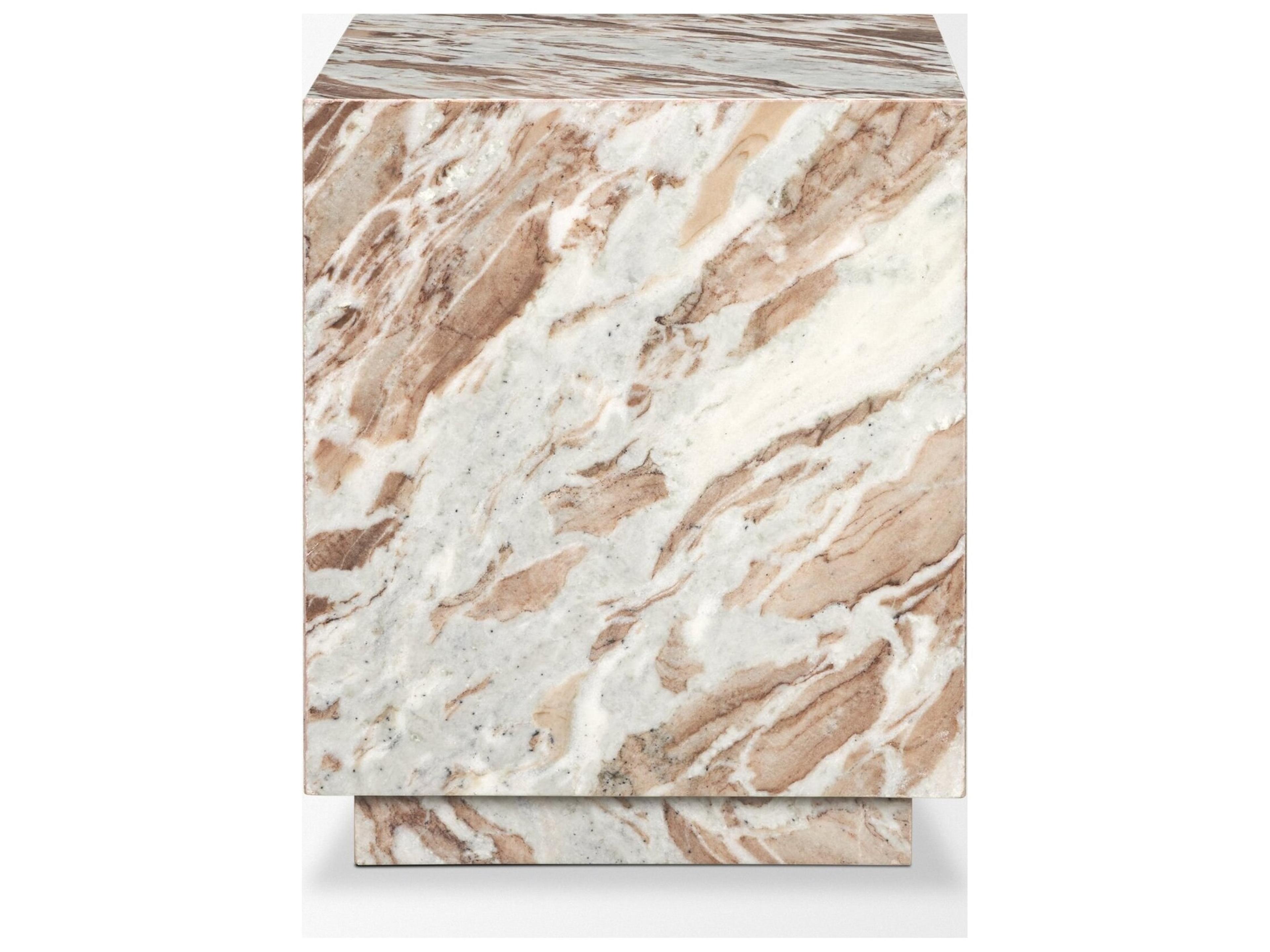 Mercana Matteo Solid Pink Marble Square Side Table