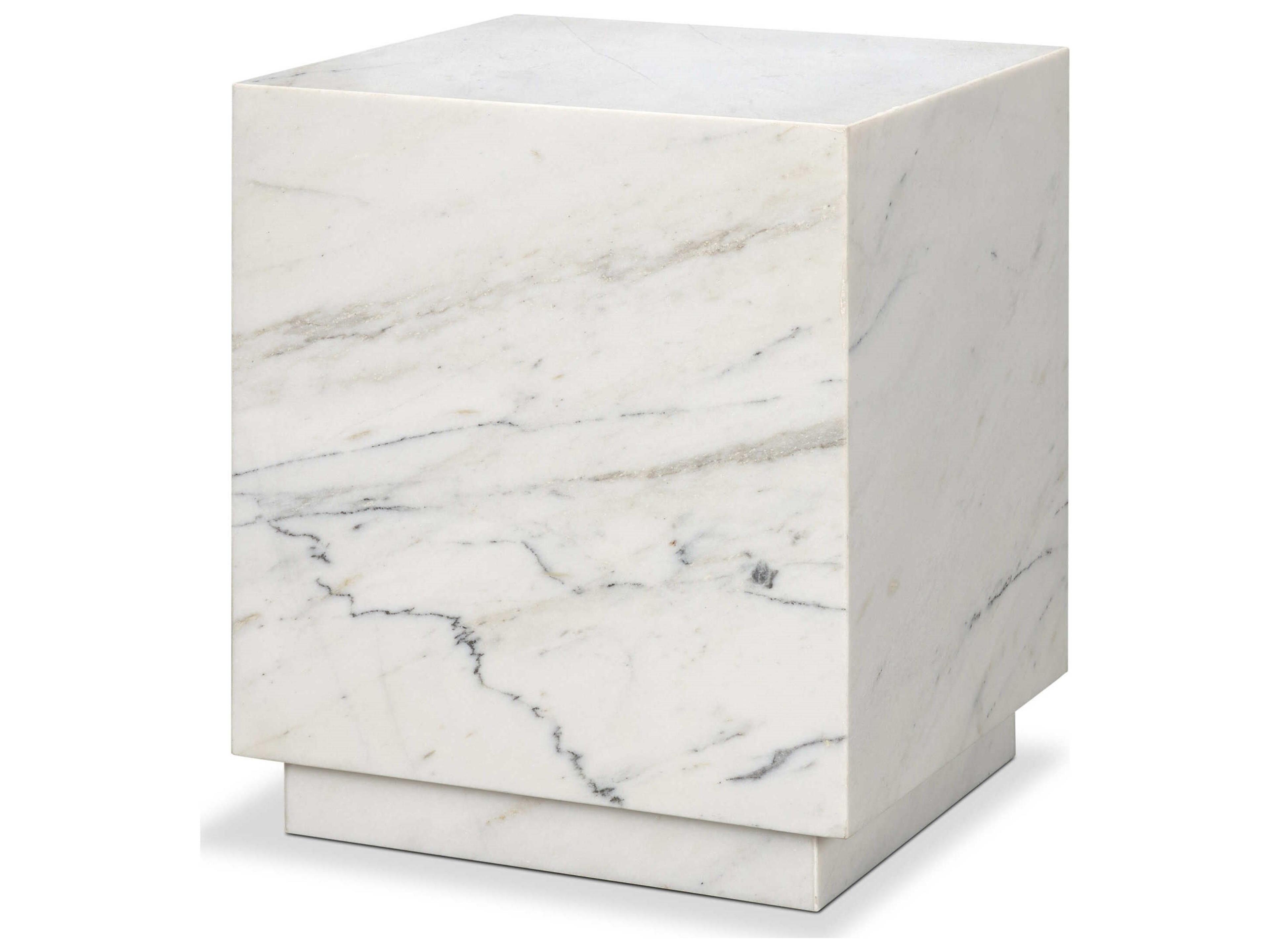Matteo Solid White Marble Square Side Table