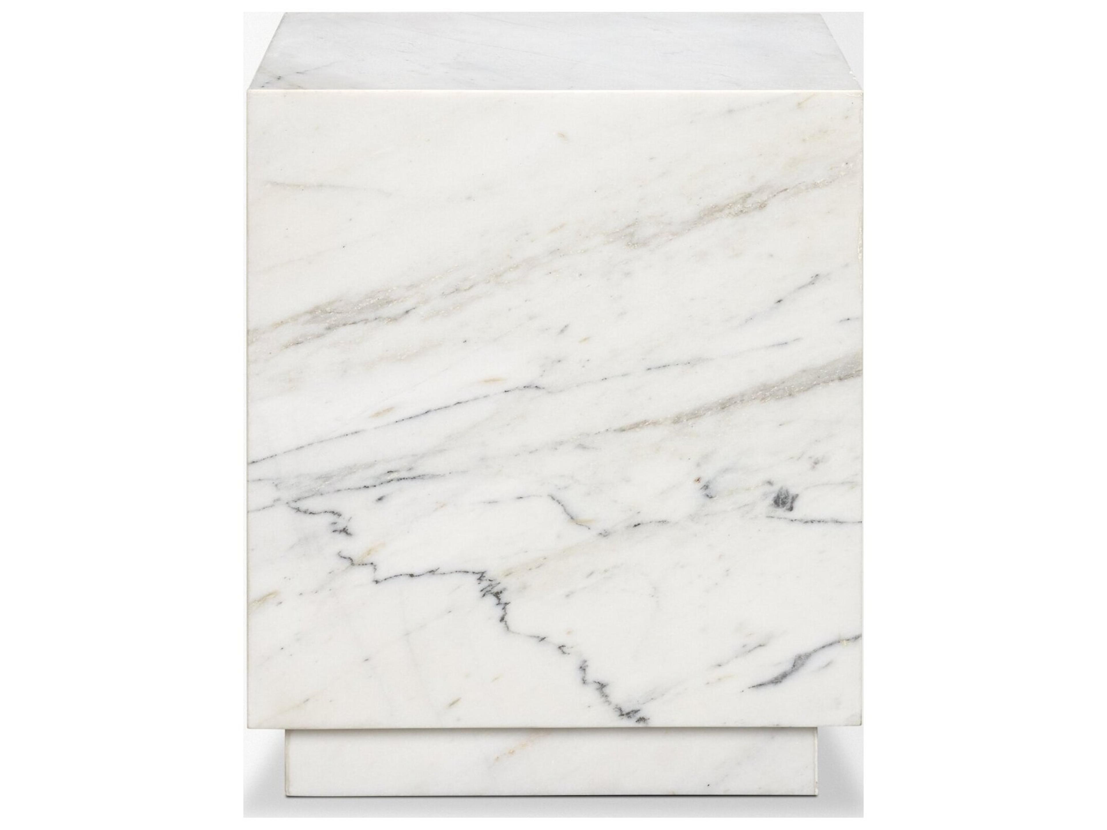 Mercana Matteo Solid White Marble Square Side Table