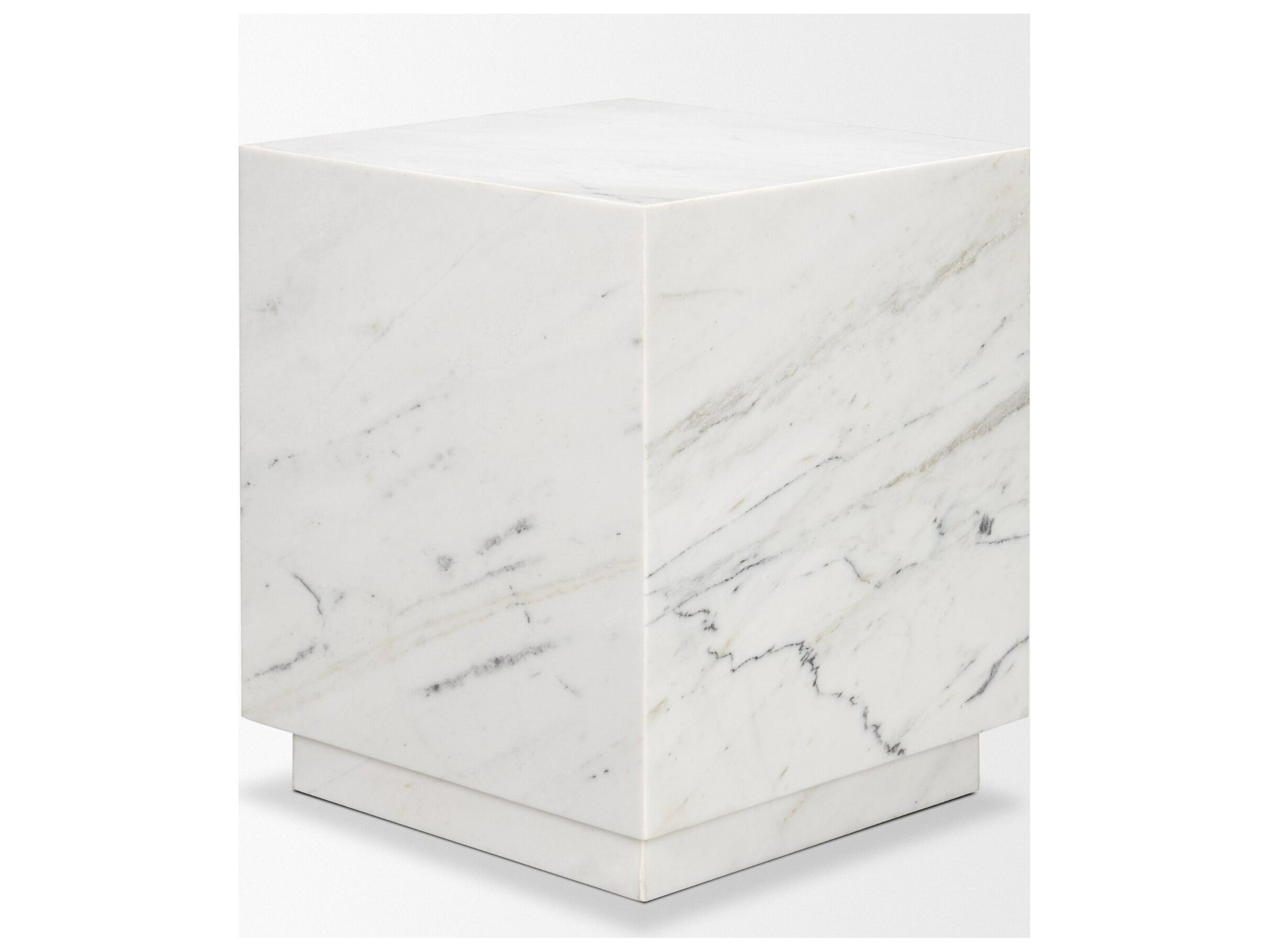 Mercana Matteo Solid White Marble Square Side Table