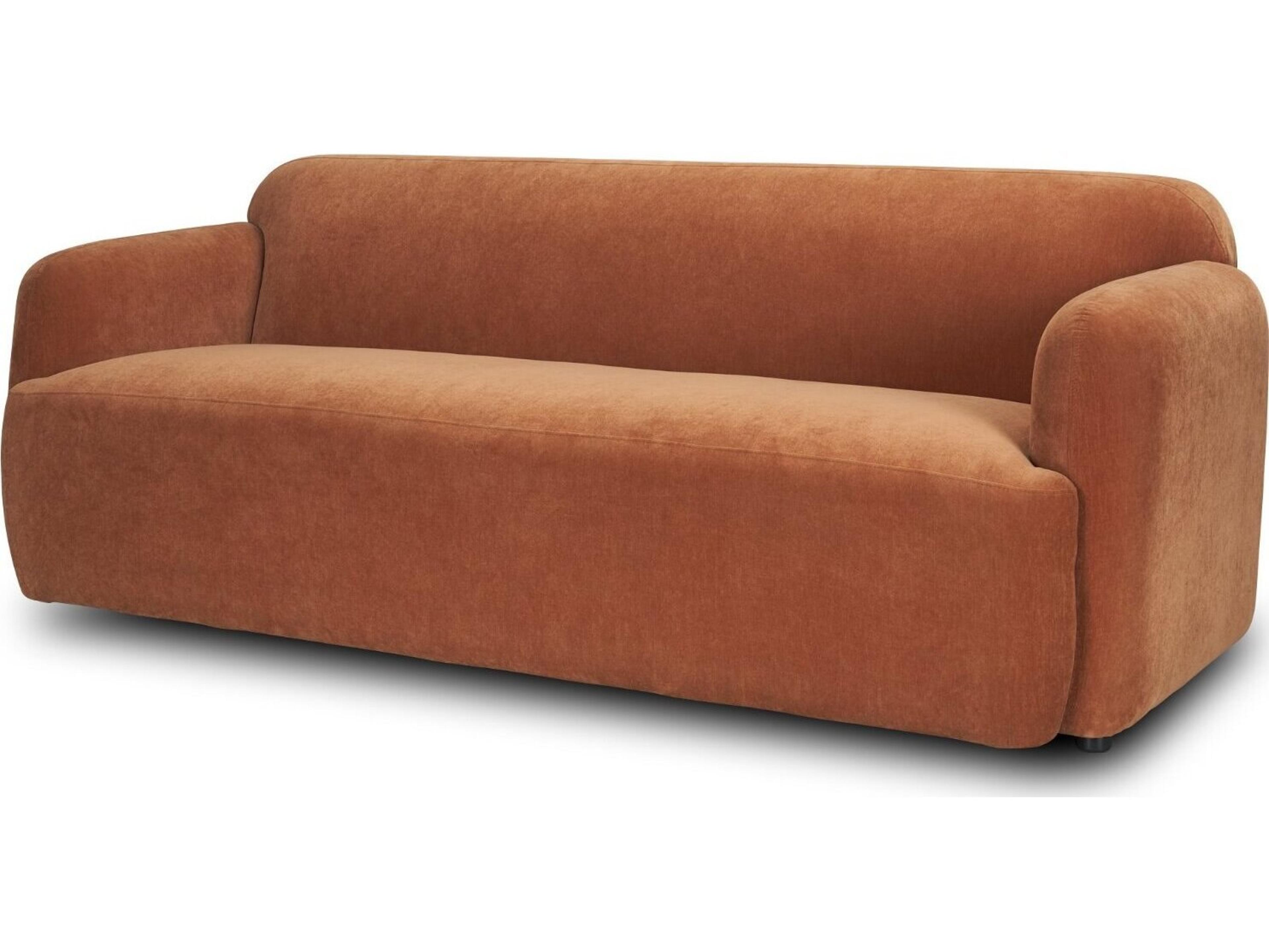 Saga Stonewashed Rust Chenille Fabric 3 Seater Sofa