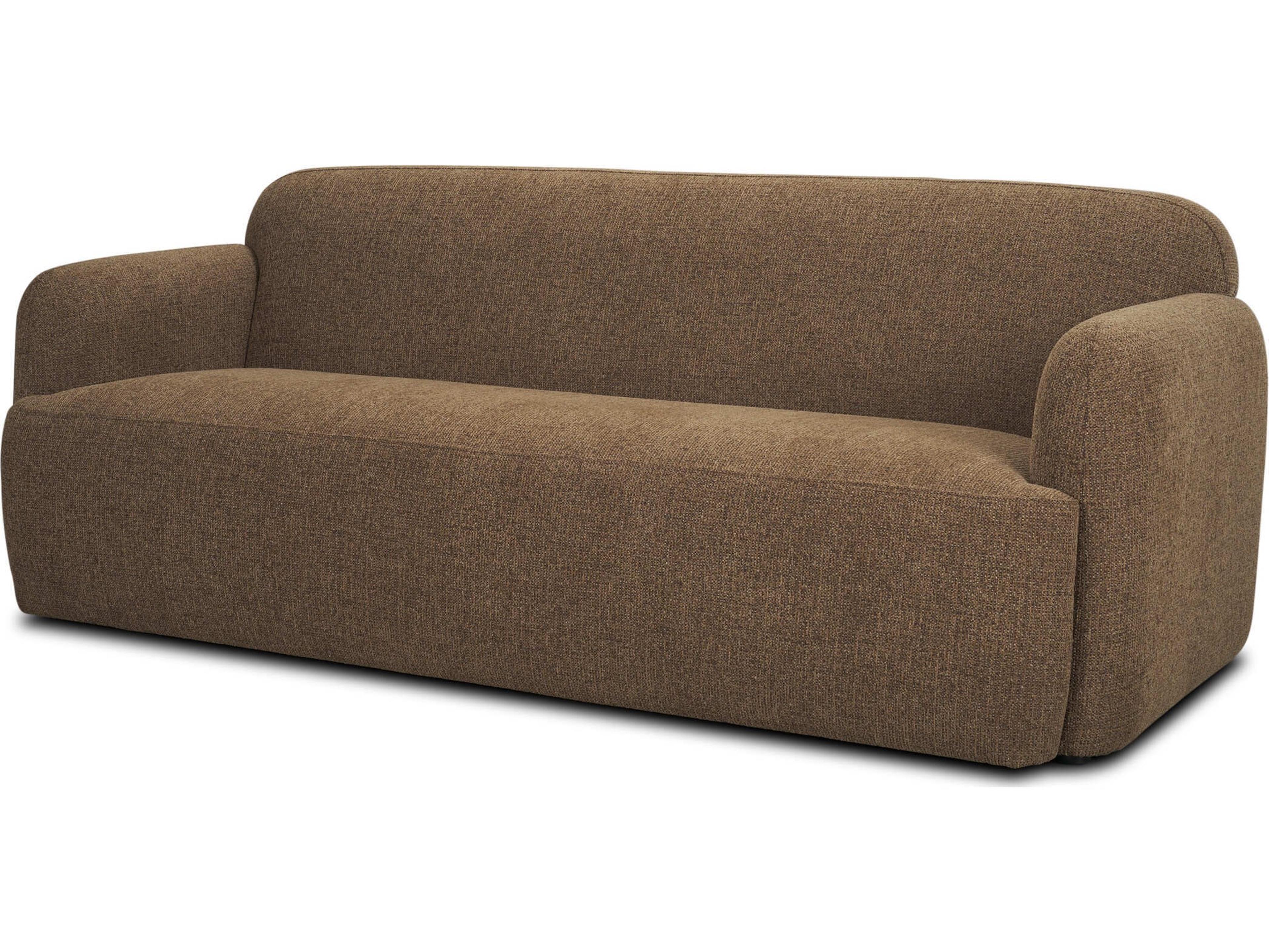 Saga Textured Brown Plush Fabric 3 Seater Sofa