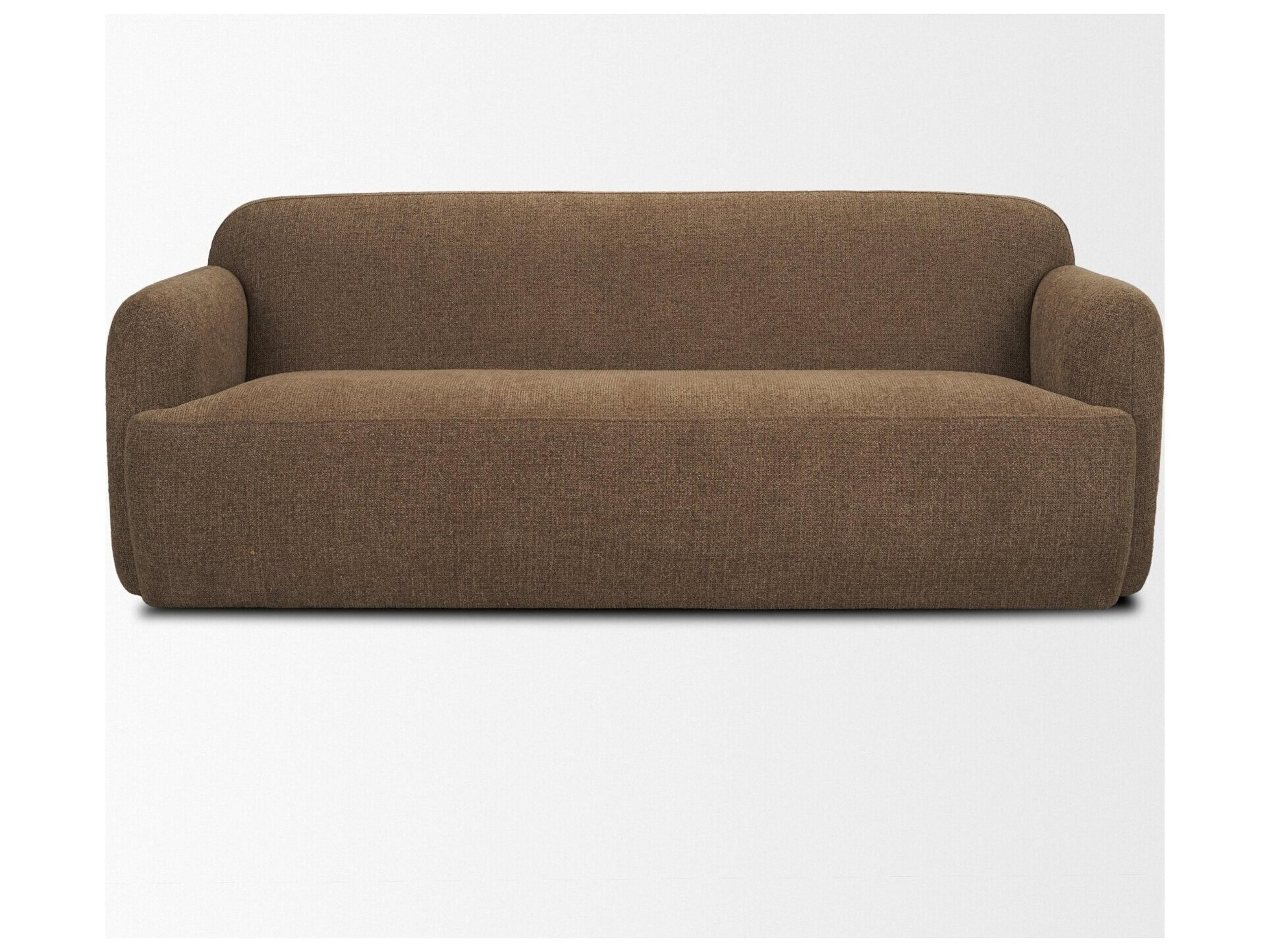 Mercana Saga Textured Brown Plush Fabric 3 Seater Sofa