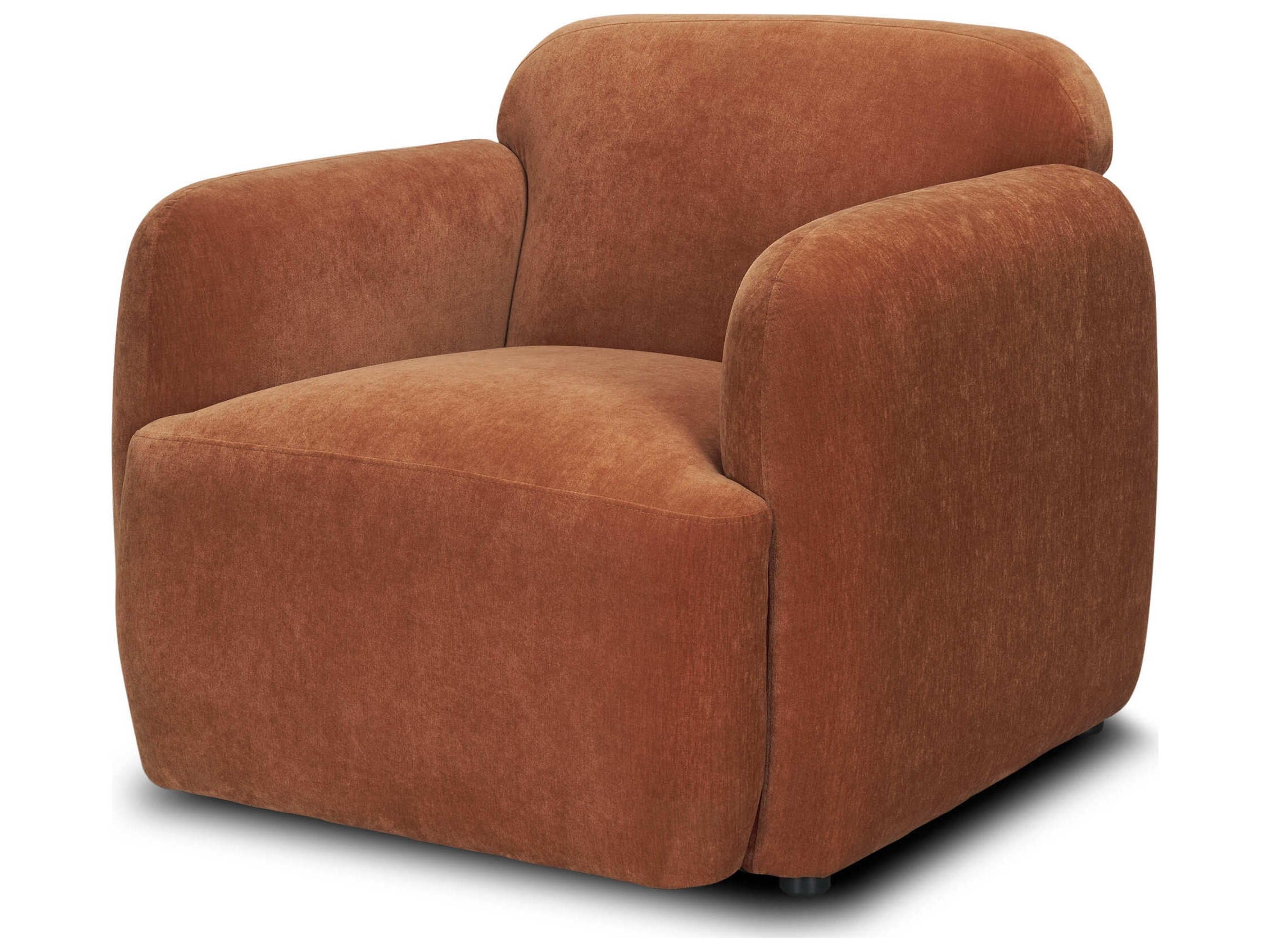 Saga Stonewashed Rust Chenille Fabric Upholstered Chair