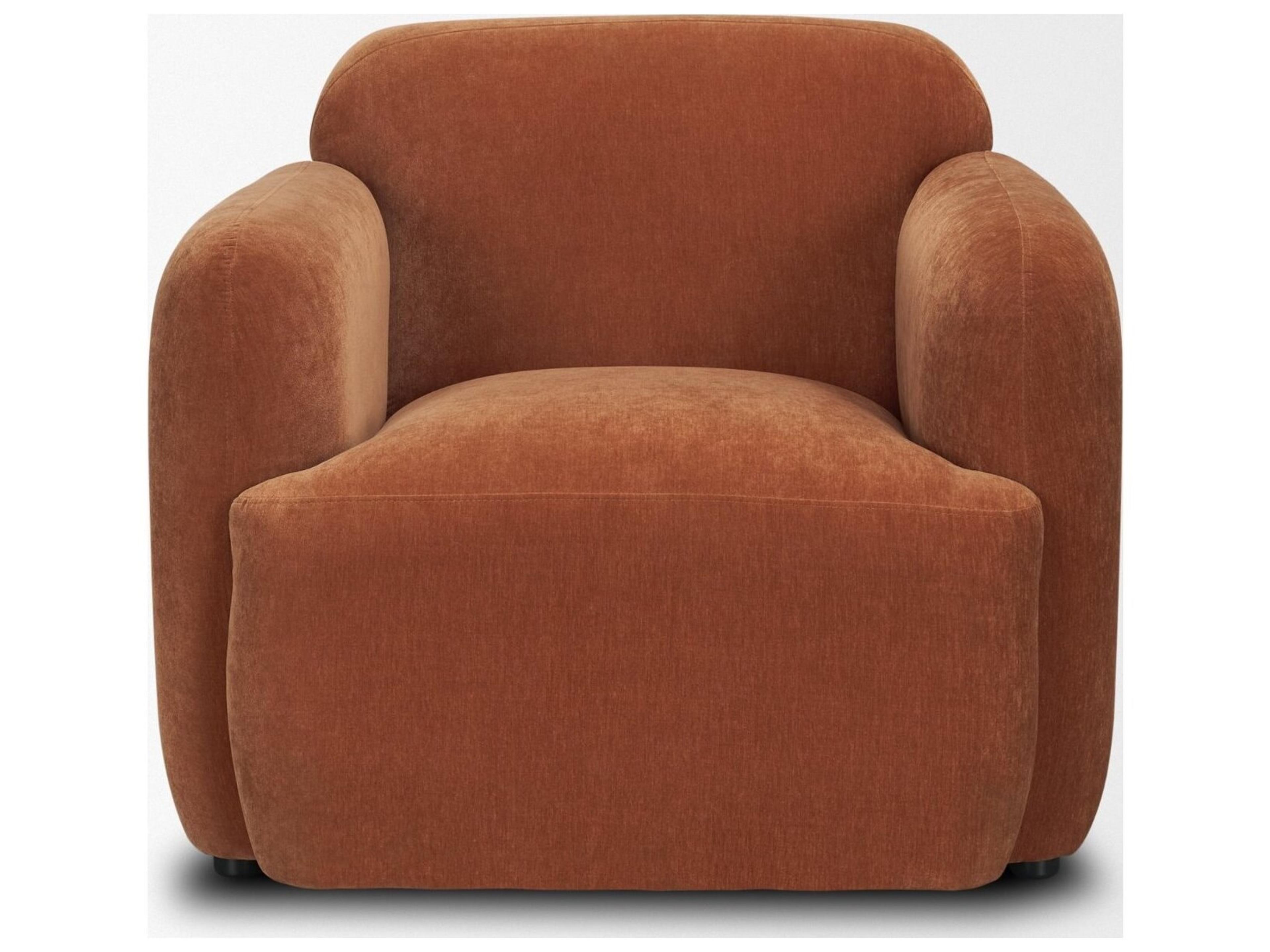 Mercana Saga Stonewashed Rust Chenille Fabric Upholstered Chair