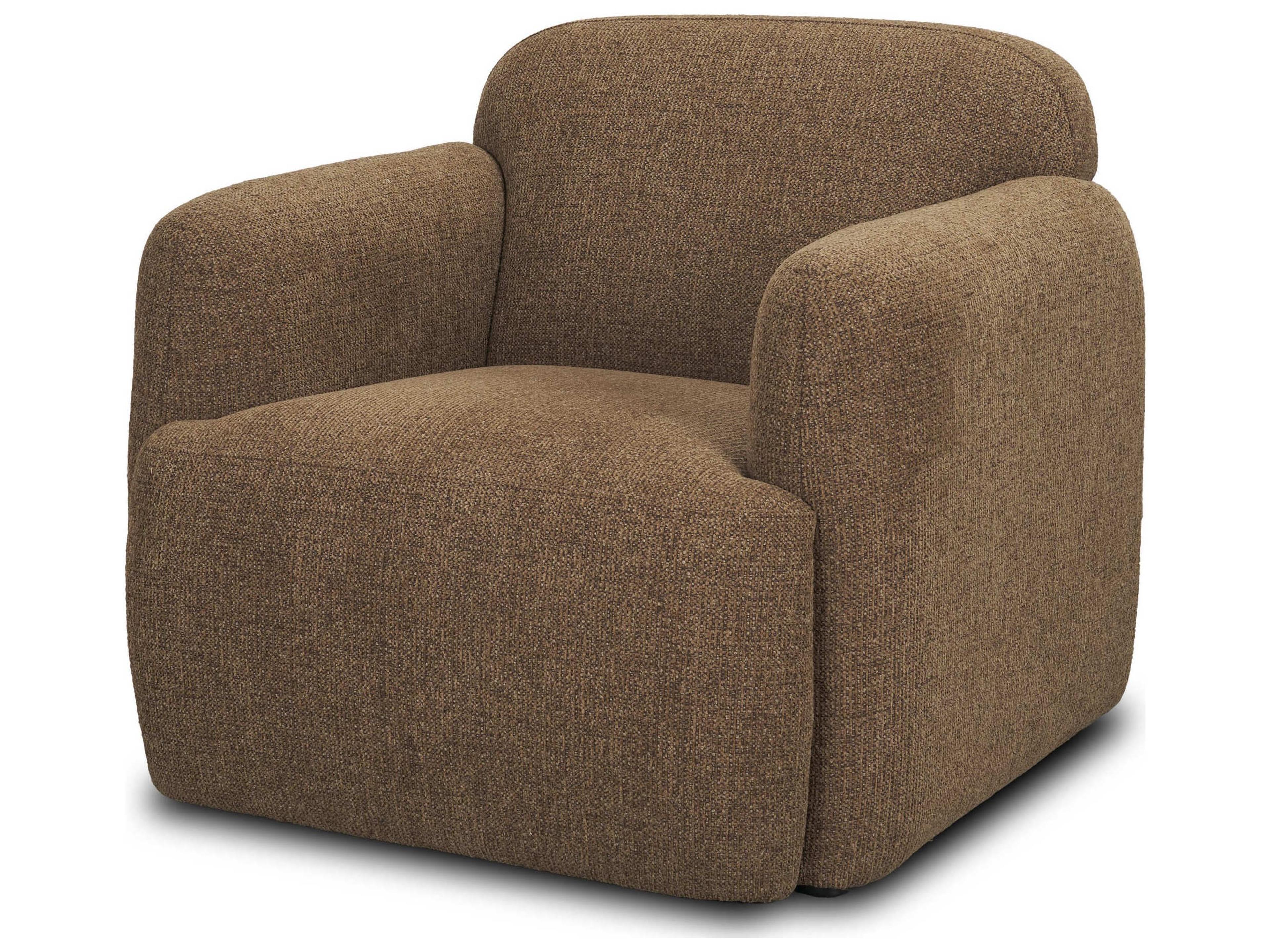 Saga Textured Brown Plush Fabric Upholstered Chair