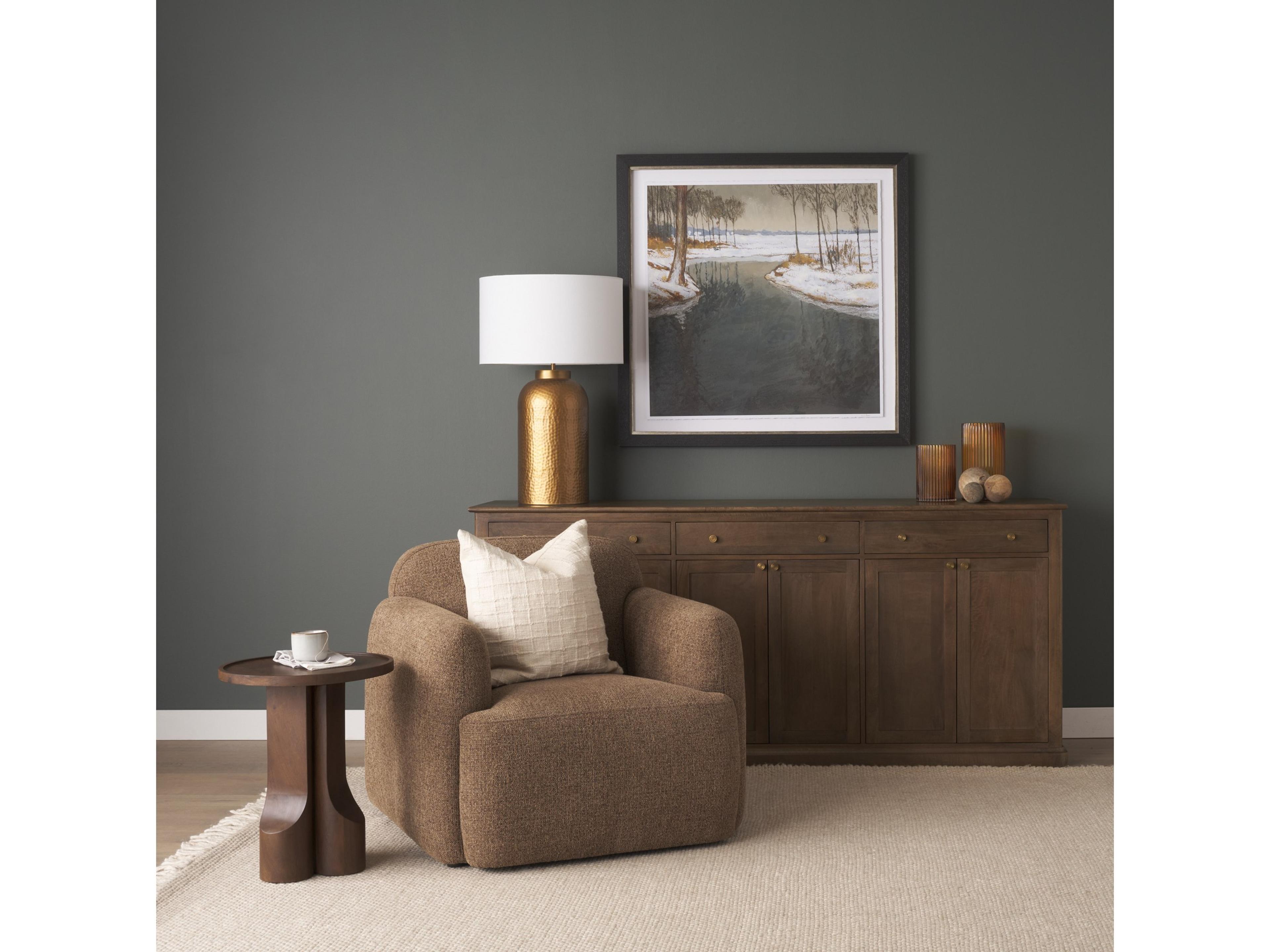 Mercana Saga Textured Brown Plush Fabric Upholstered Chair