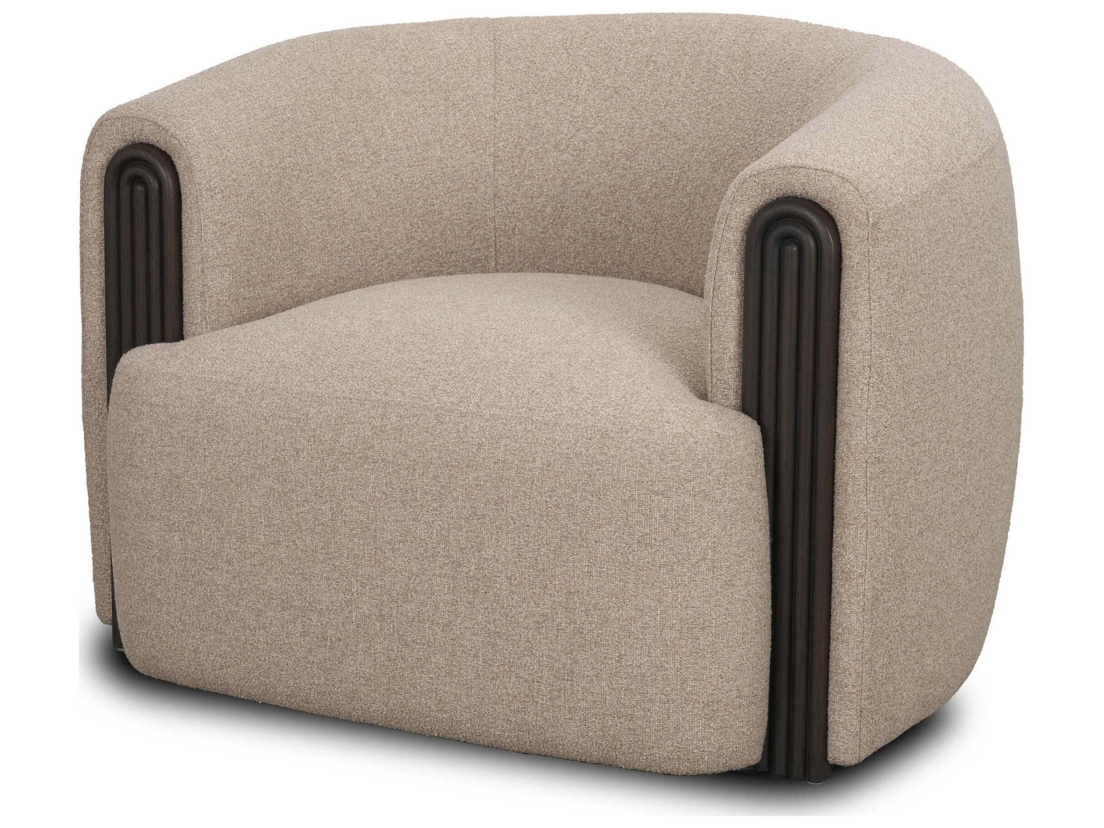 Mercana Kornelia Textured Mushroom Fabric Barrel Accent Chair