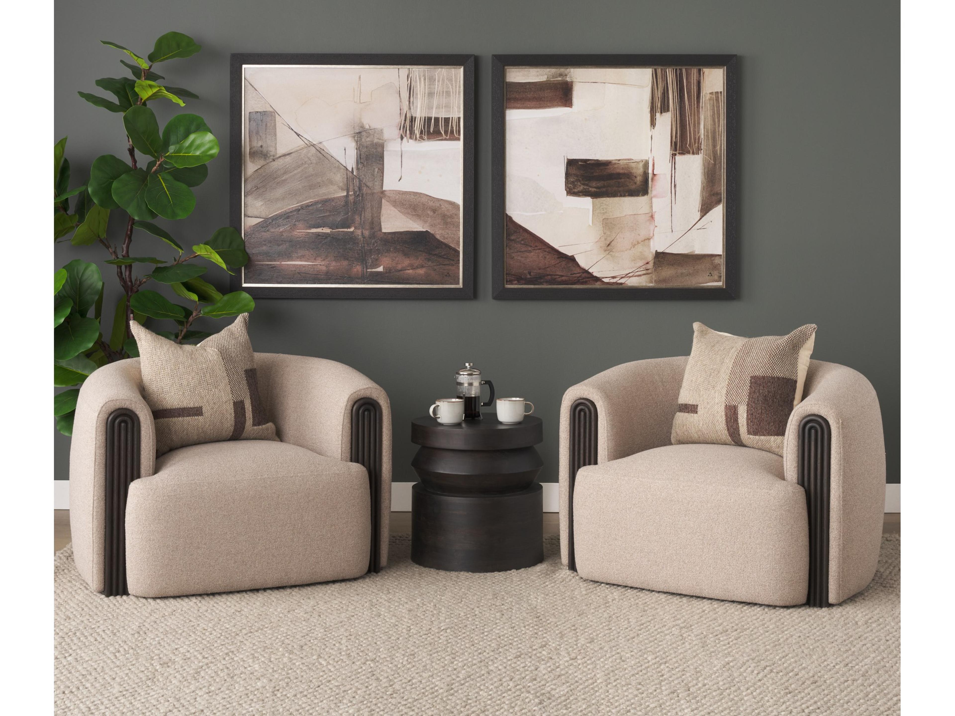 Mercana Kornelia Textured Mushroom Fabric Barrel Accent Chair