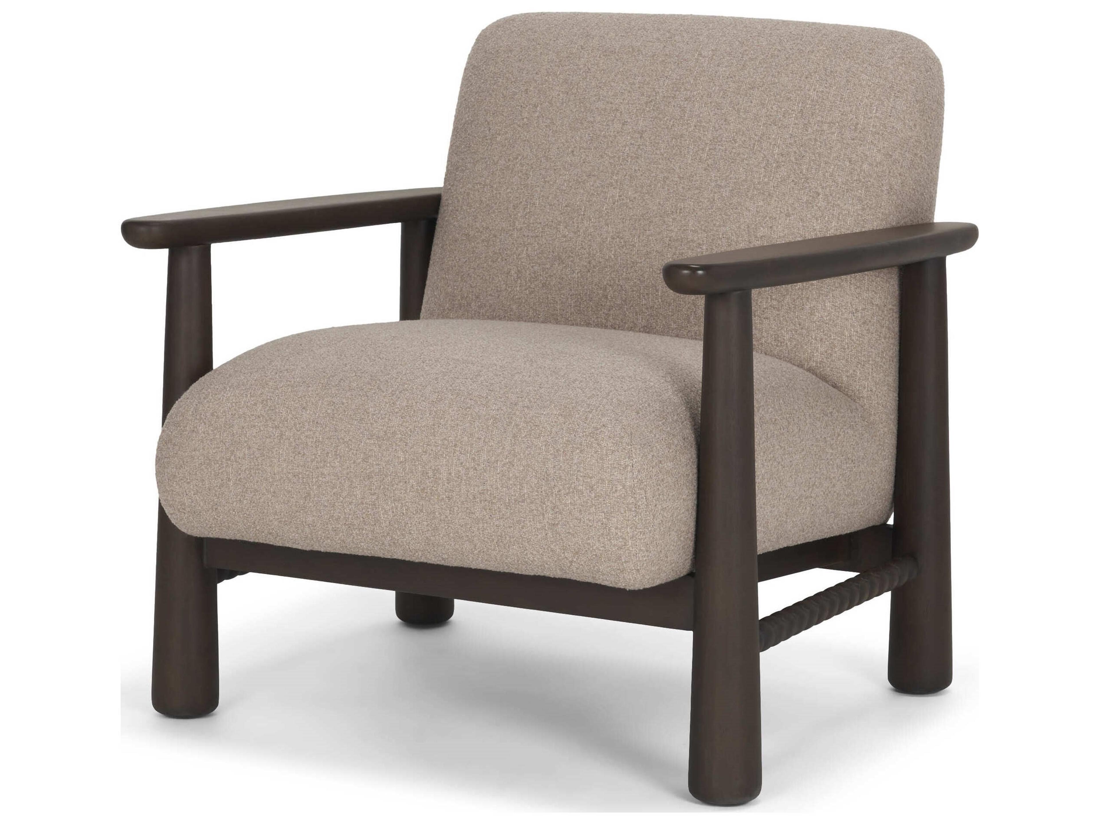 Mercana Willmar Textured Mushroom Gray Fabric Espresso Brown Wood Accent Lounge Chair