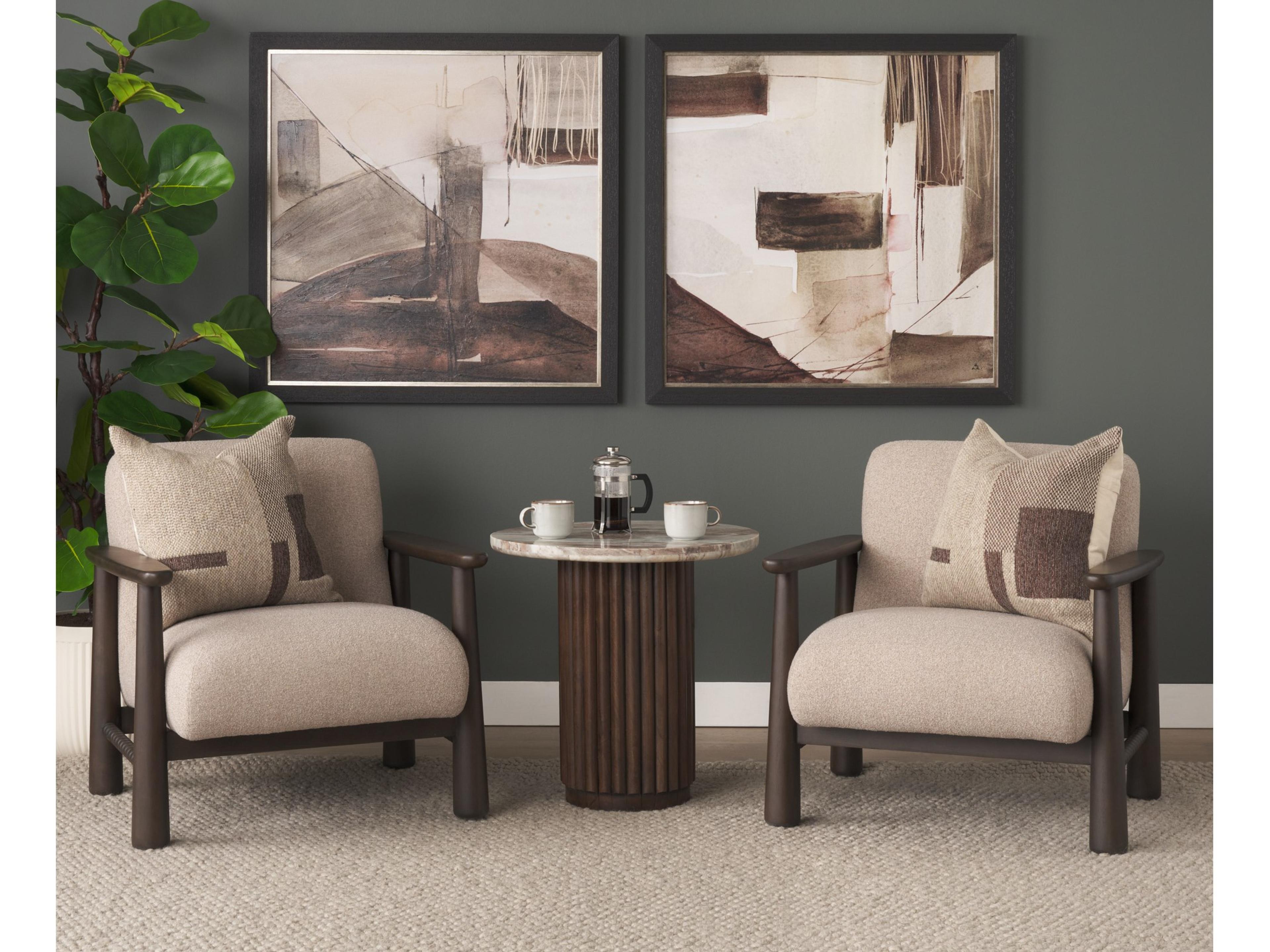 Mercana Willmar Textured Mushroom Gray Fabric Espresso Brown Wood Accent Lounge Chair