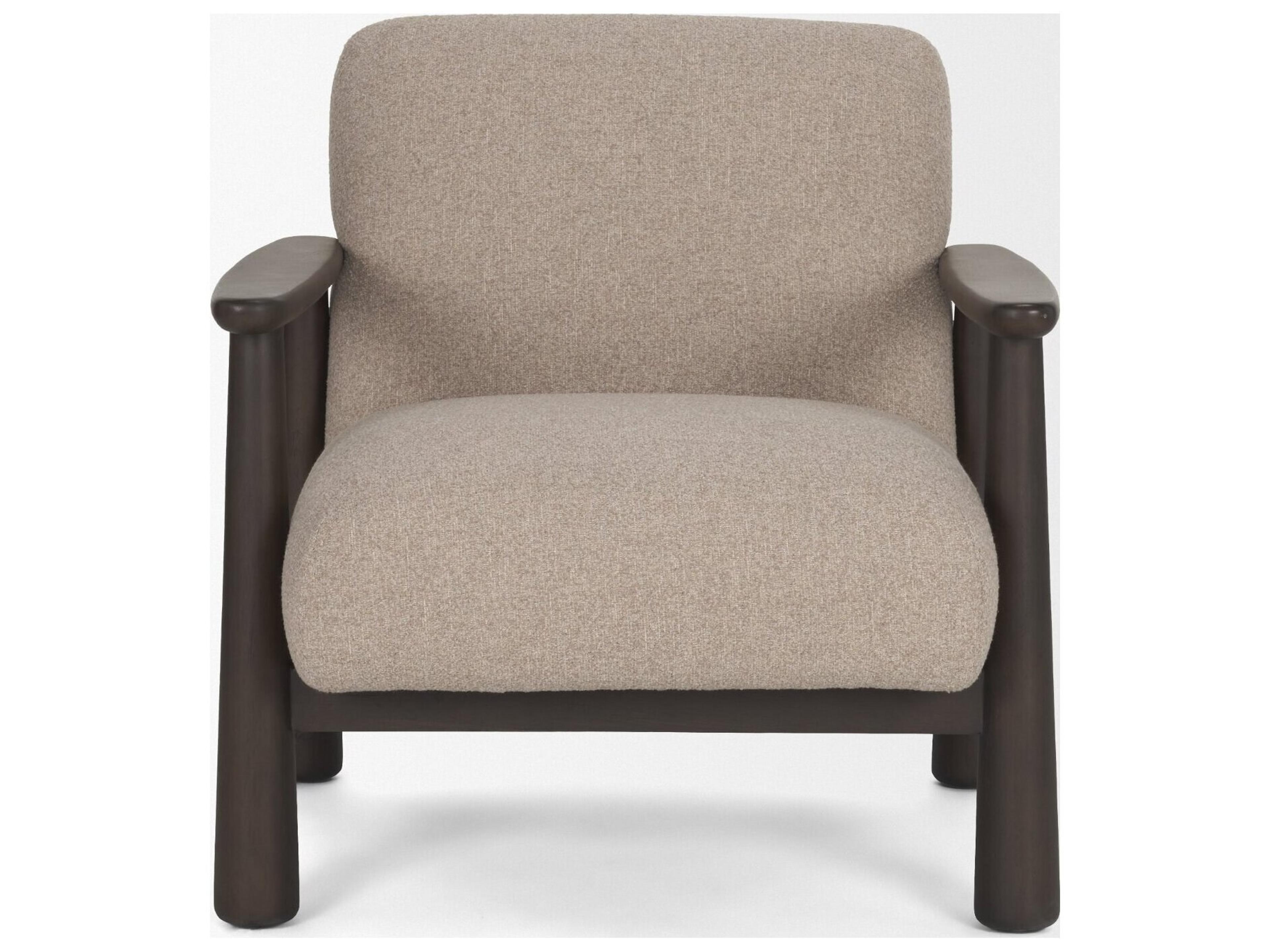 Mercana Willmar Textured Mushroom Gray Fabric Espresso Brown Wood Accent Lounge Chair