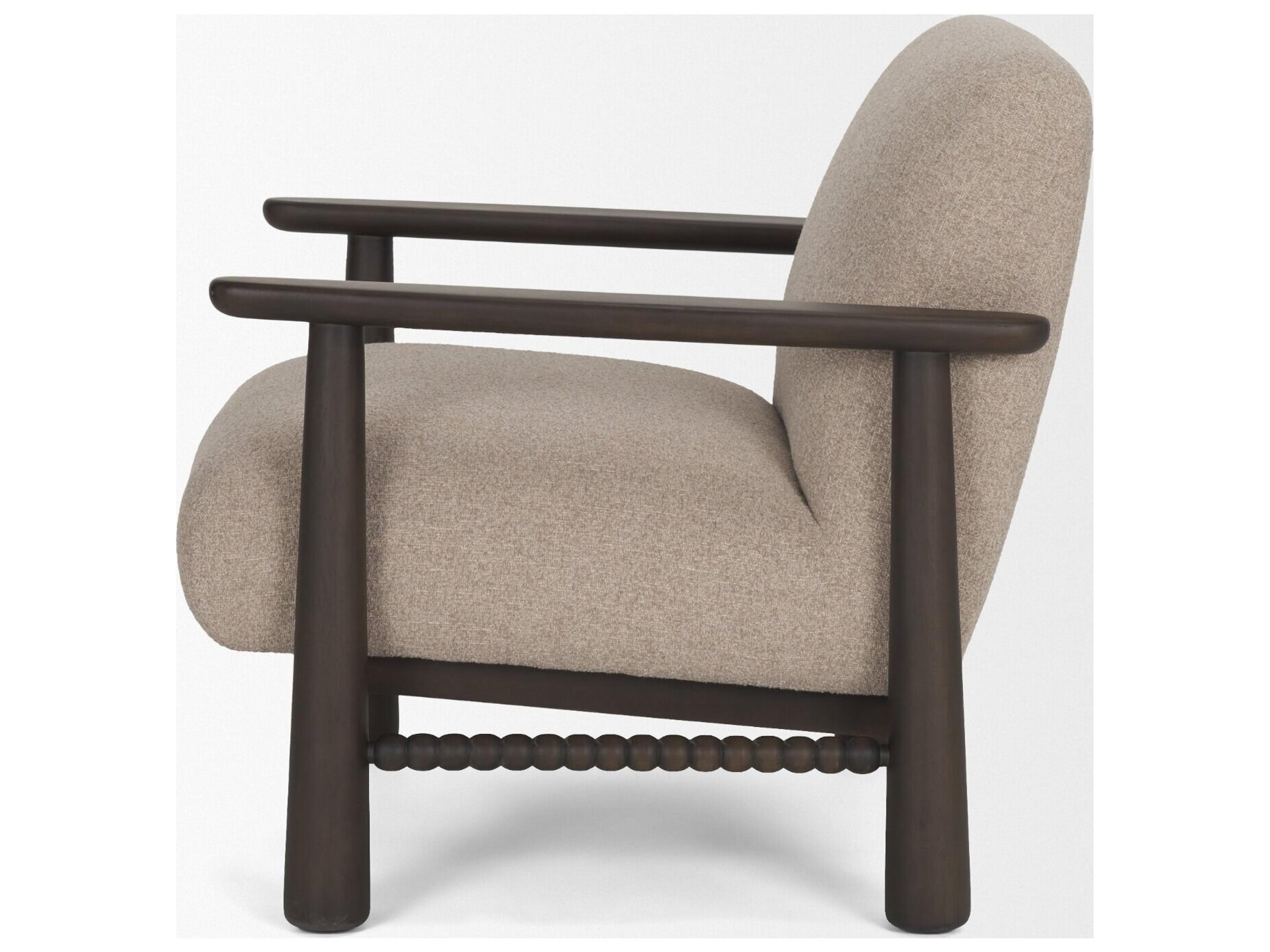 Mercana Willmar Textured Mushroom Gray Fabric Espresso Brown Wood Accent Lounge Chair