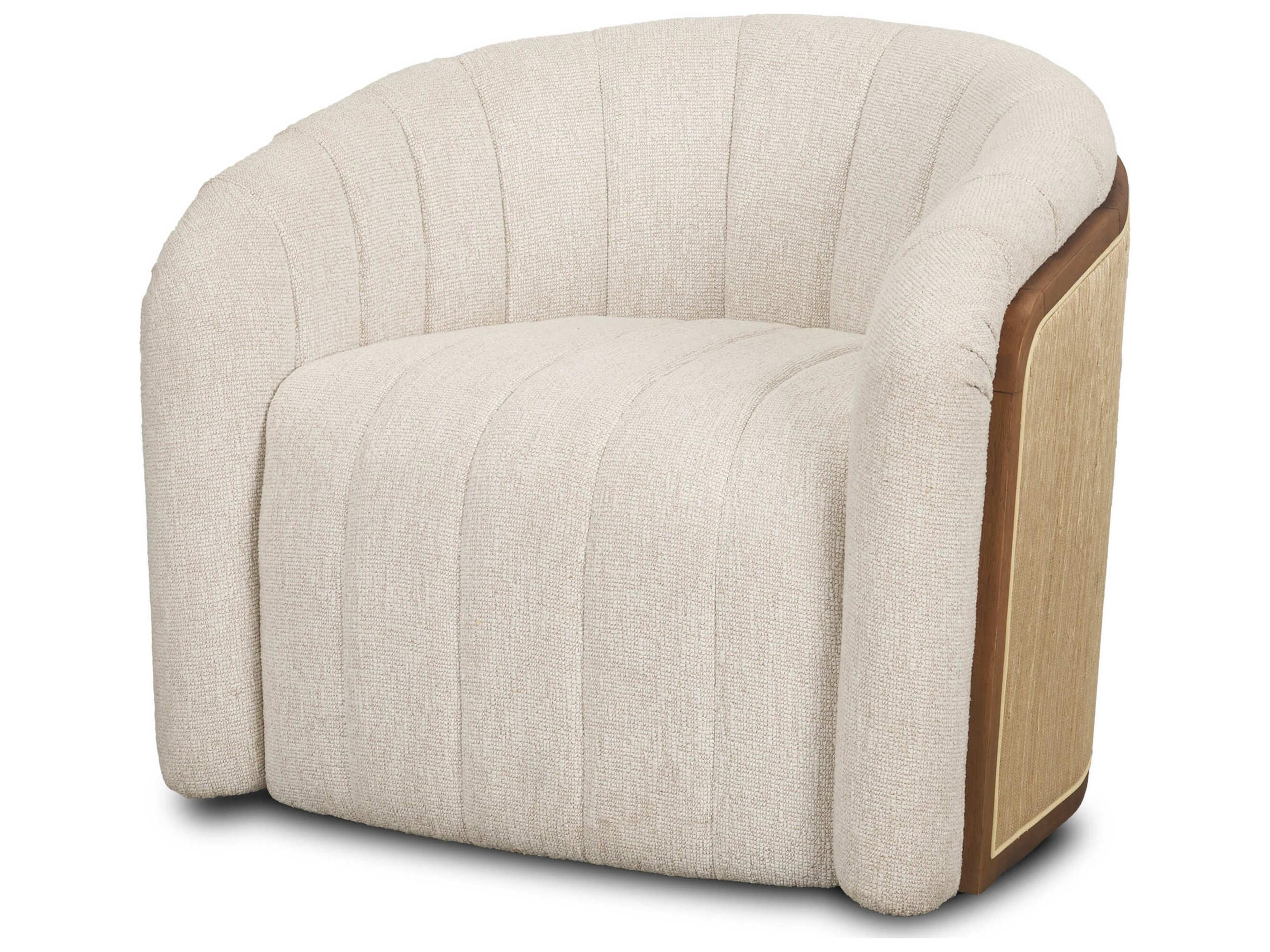 Mercana Fonda Cream Fabric w/ Natural Jute Swivel Accent Chair