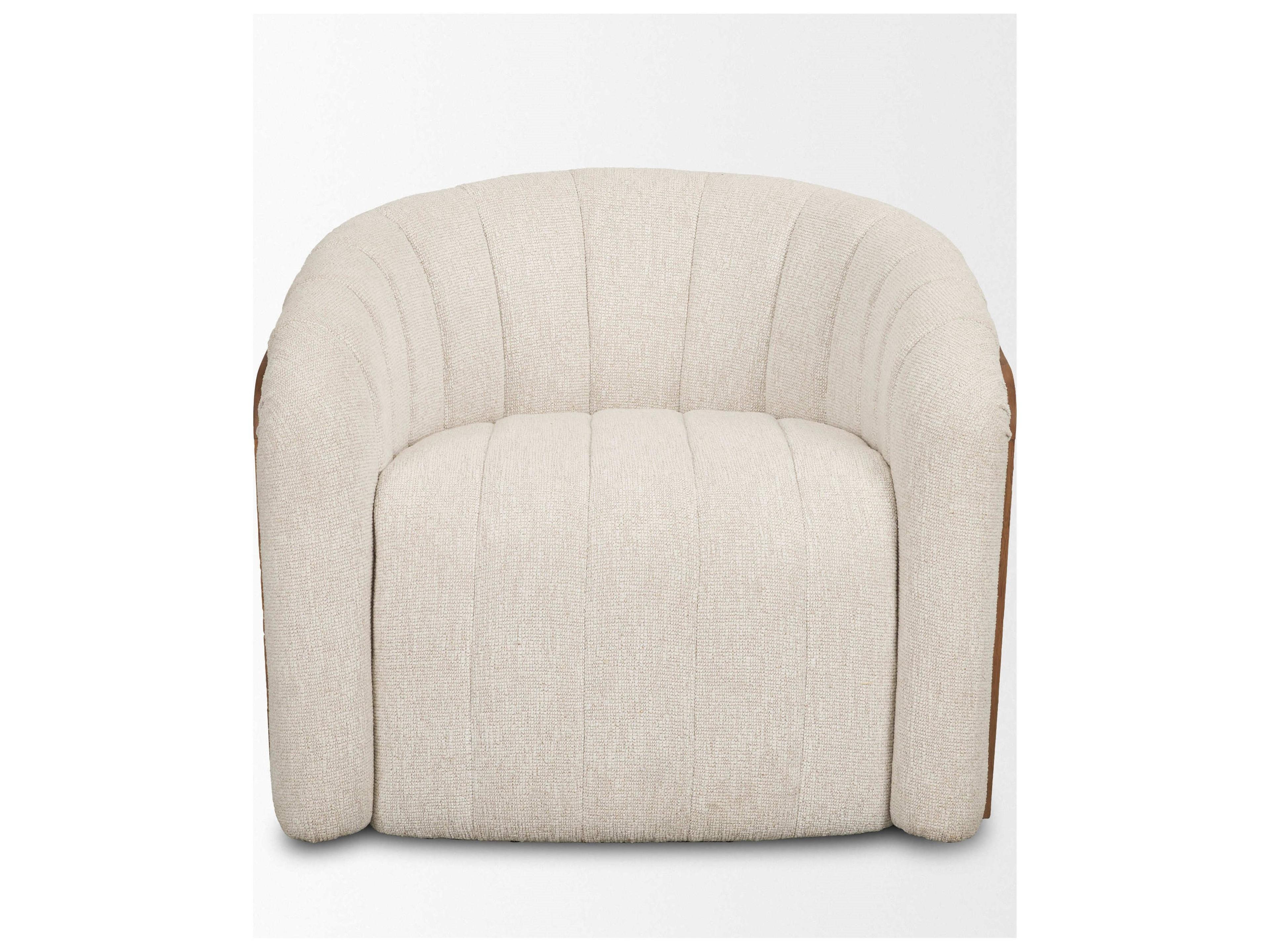 Mercana Fonda Cream Fabric w/ Natural Jute Swivel Accent Chair