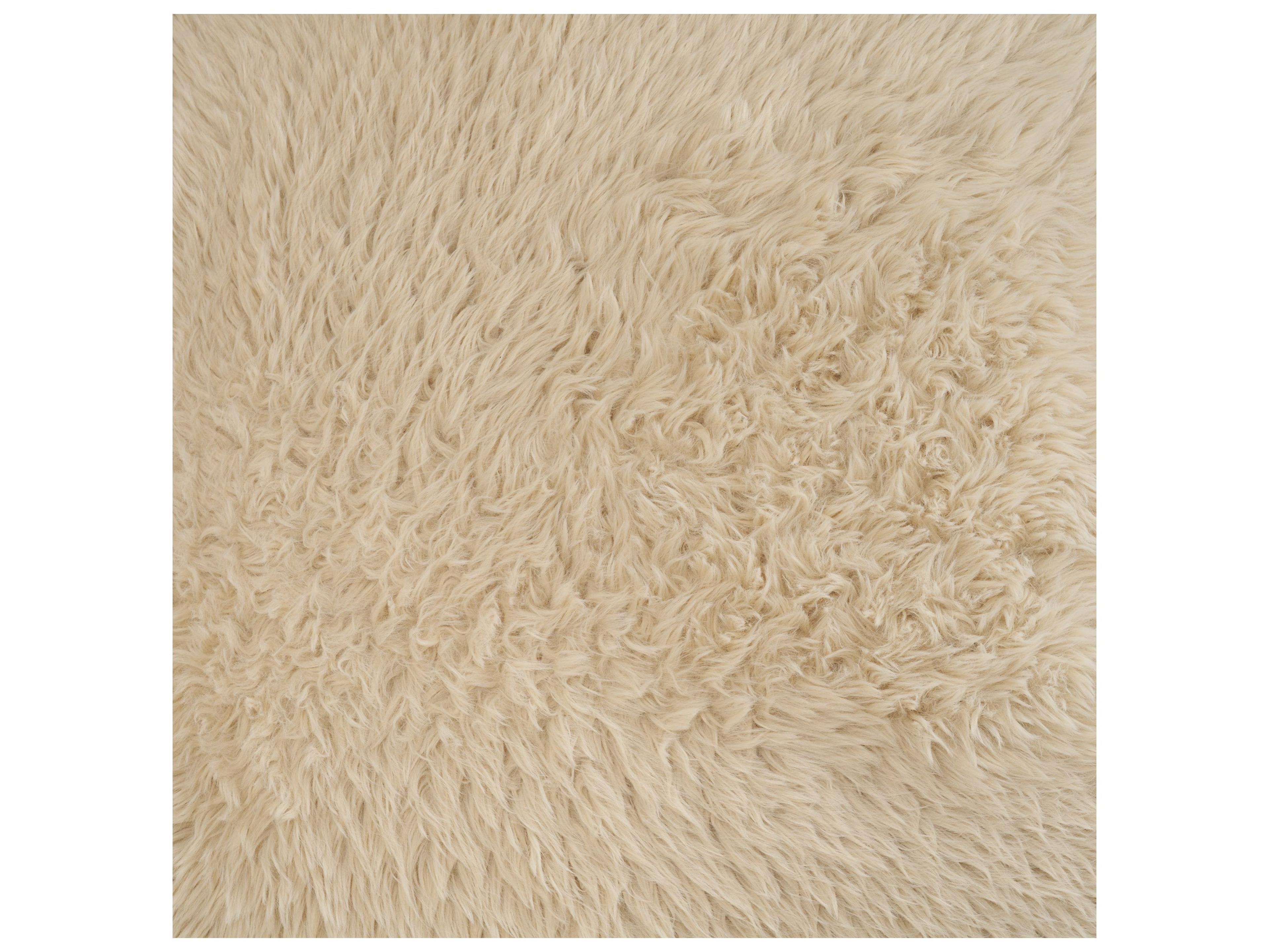 Mercana Huntley Cream Faux Fur Fabric Swivel Accent Chair