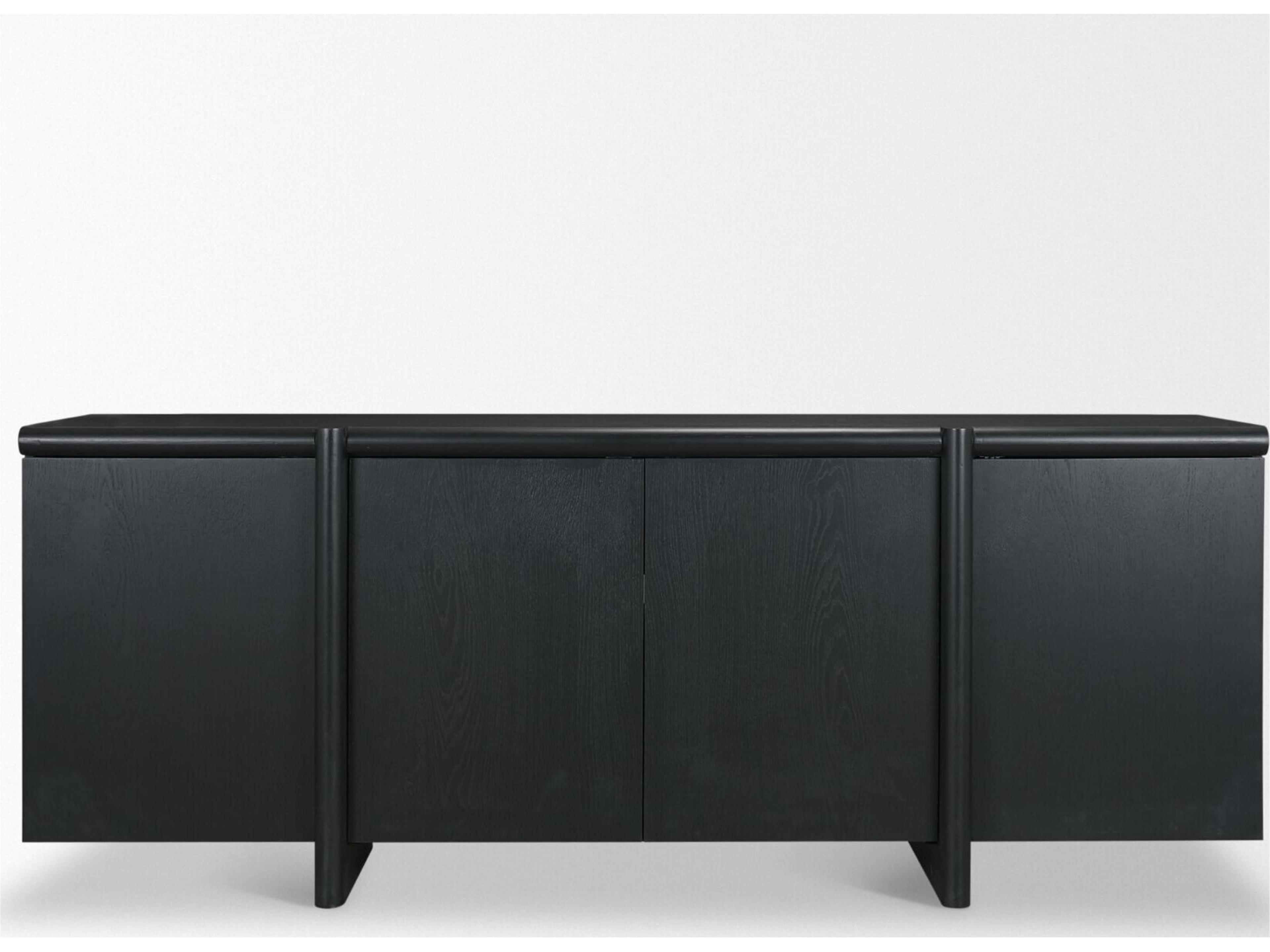Mercana Rowan Black Oak Wood Closed 4 Door Sideboard