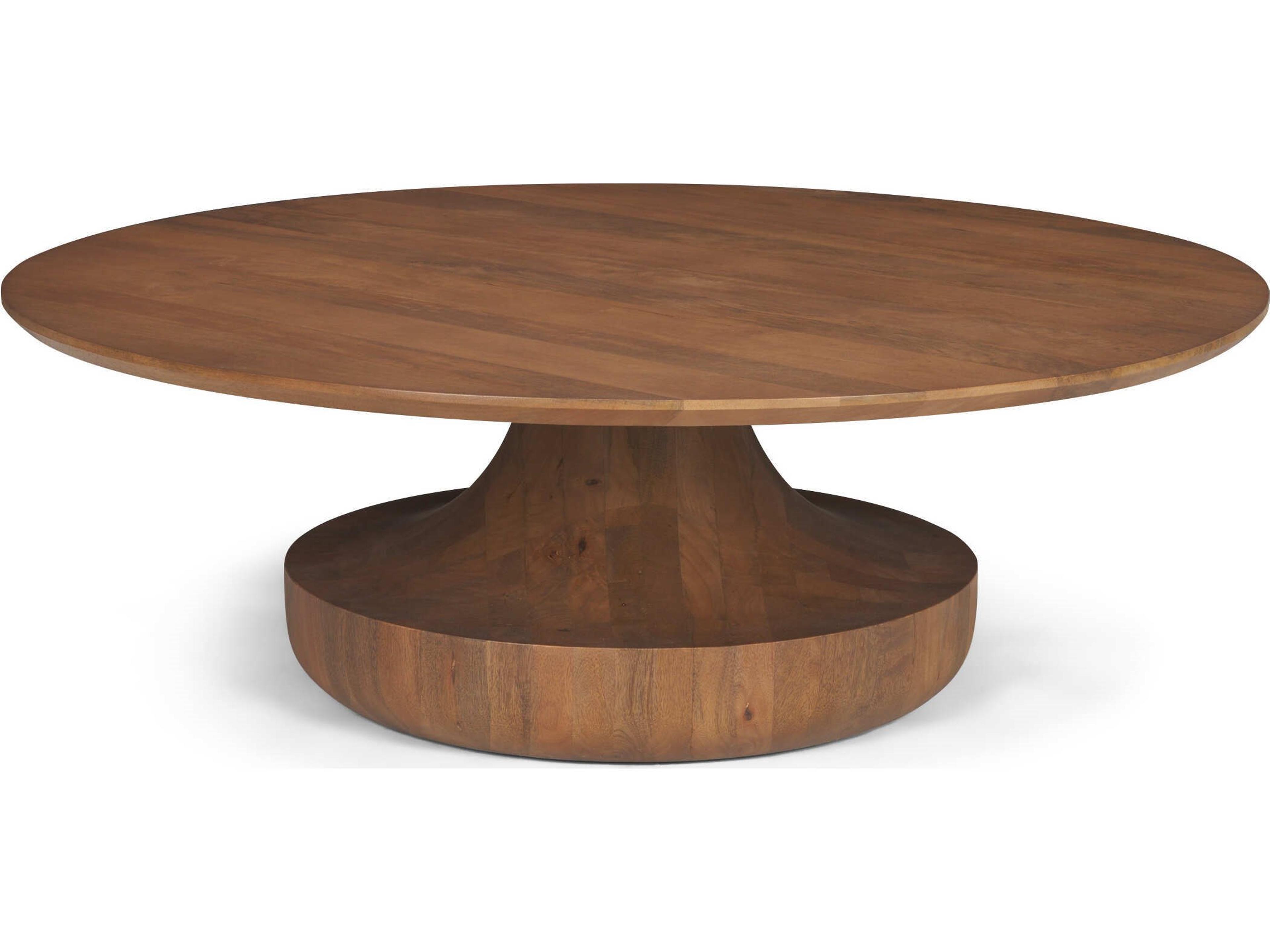Mercana Arno Warm Mid-Brown Wood Sculptural Round Coffee Table