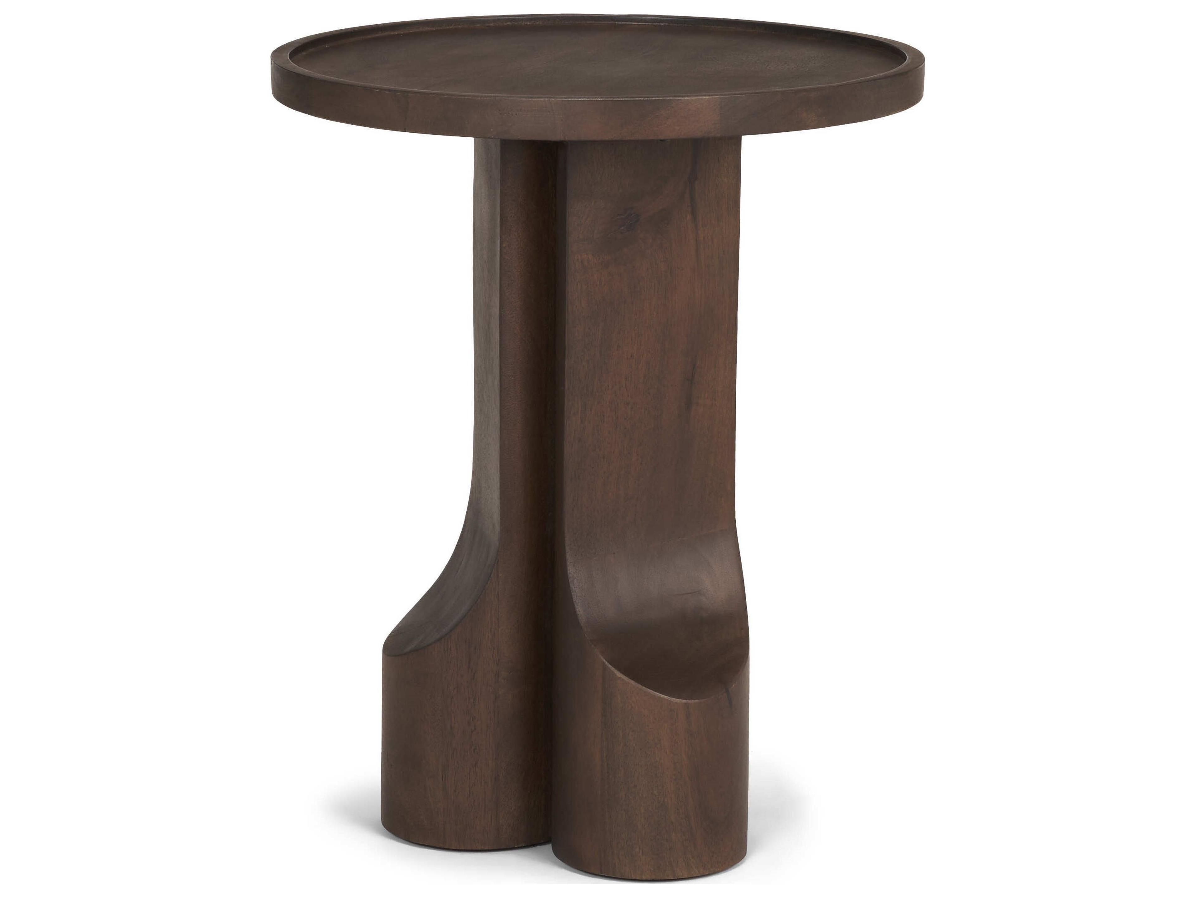 Cayson Dark Brown Sculptural Round Accent Table