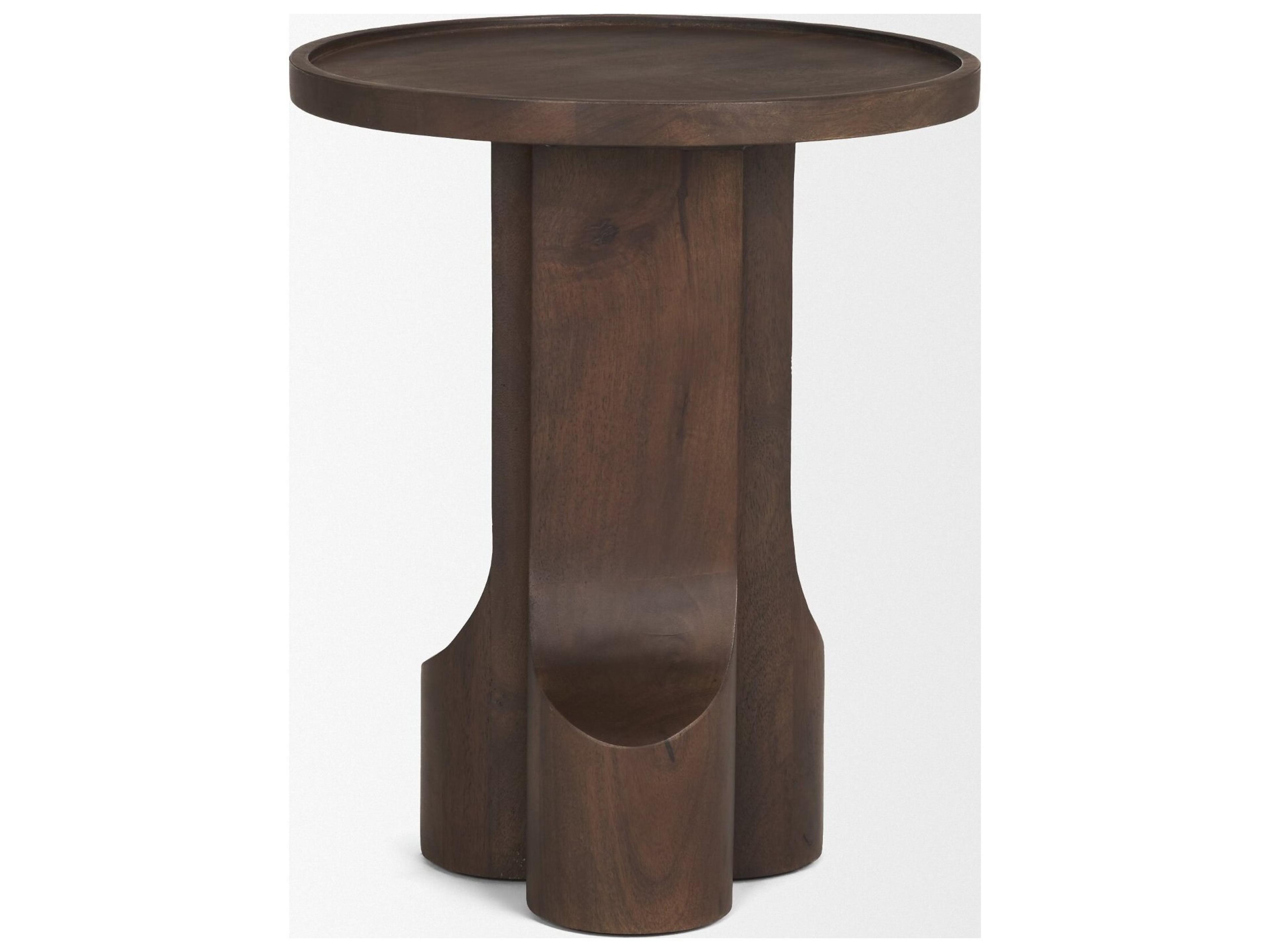 Mercana Cayson Dark Brown Sculptural Round Accent Table