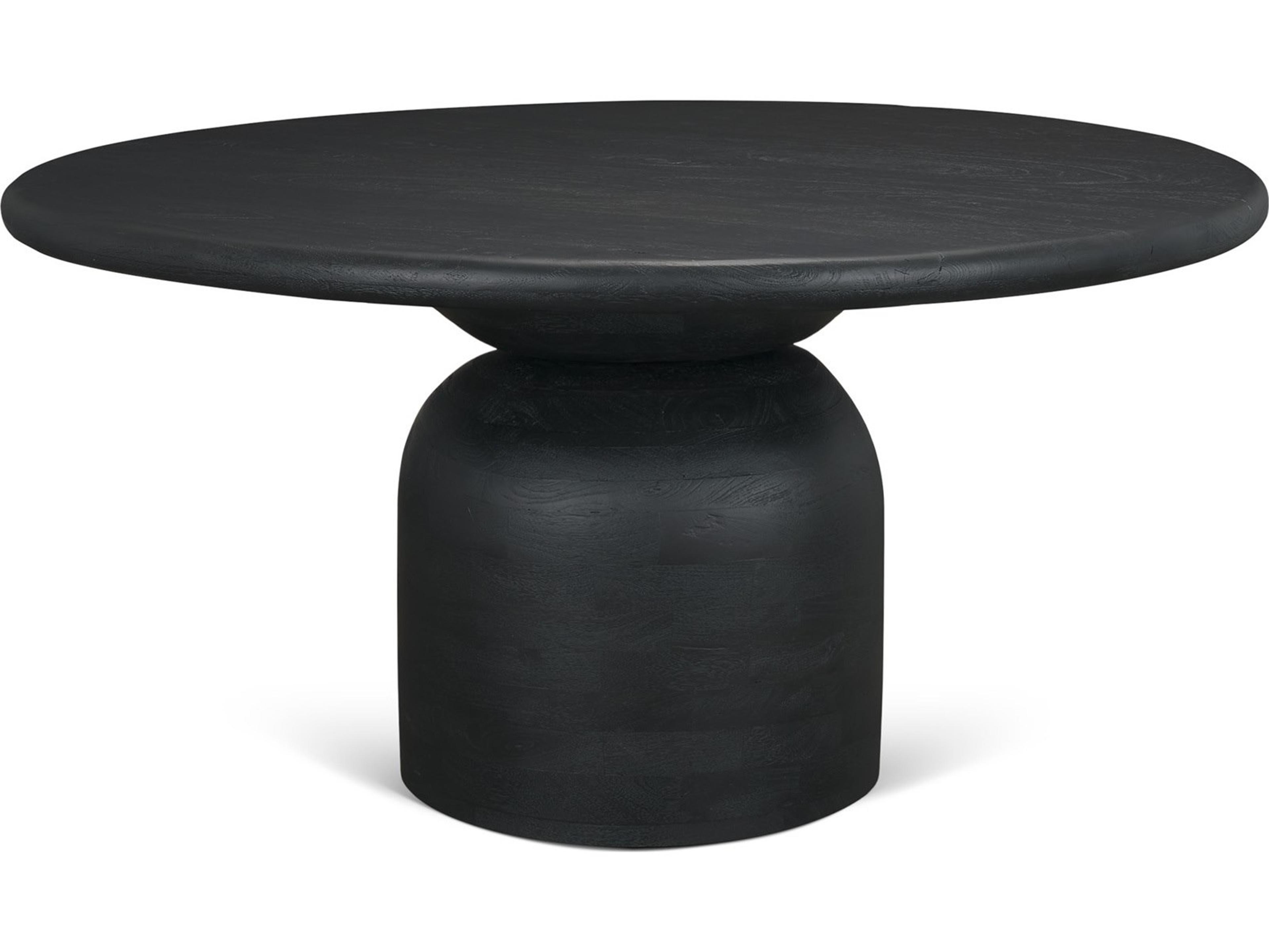 Atlas 60" Black Wood Stacked Pedestal Base Round Dining Table