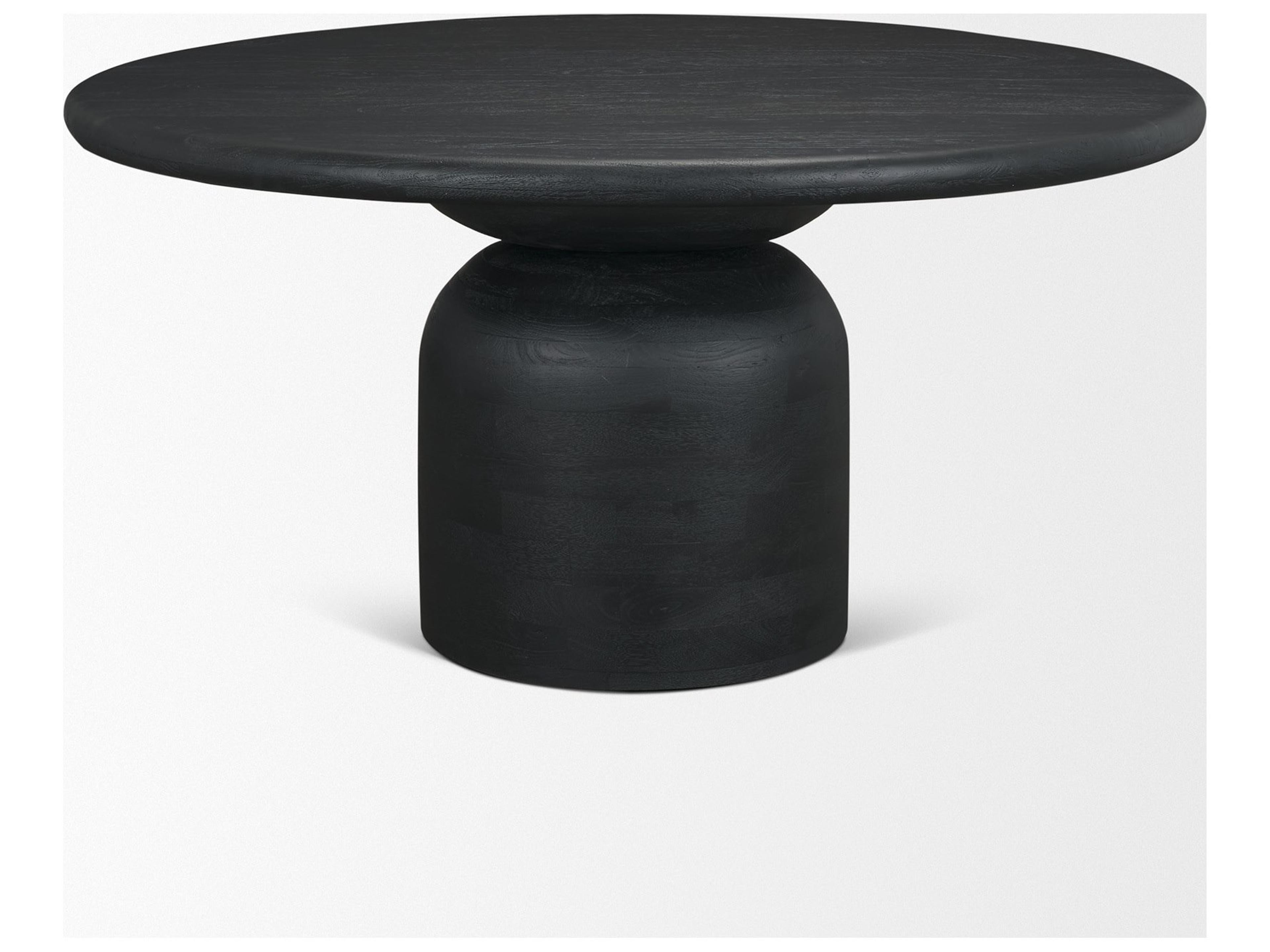 Mercana Atlas 60" Black Wood Stacked Pedestal Base Round Dining Table